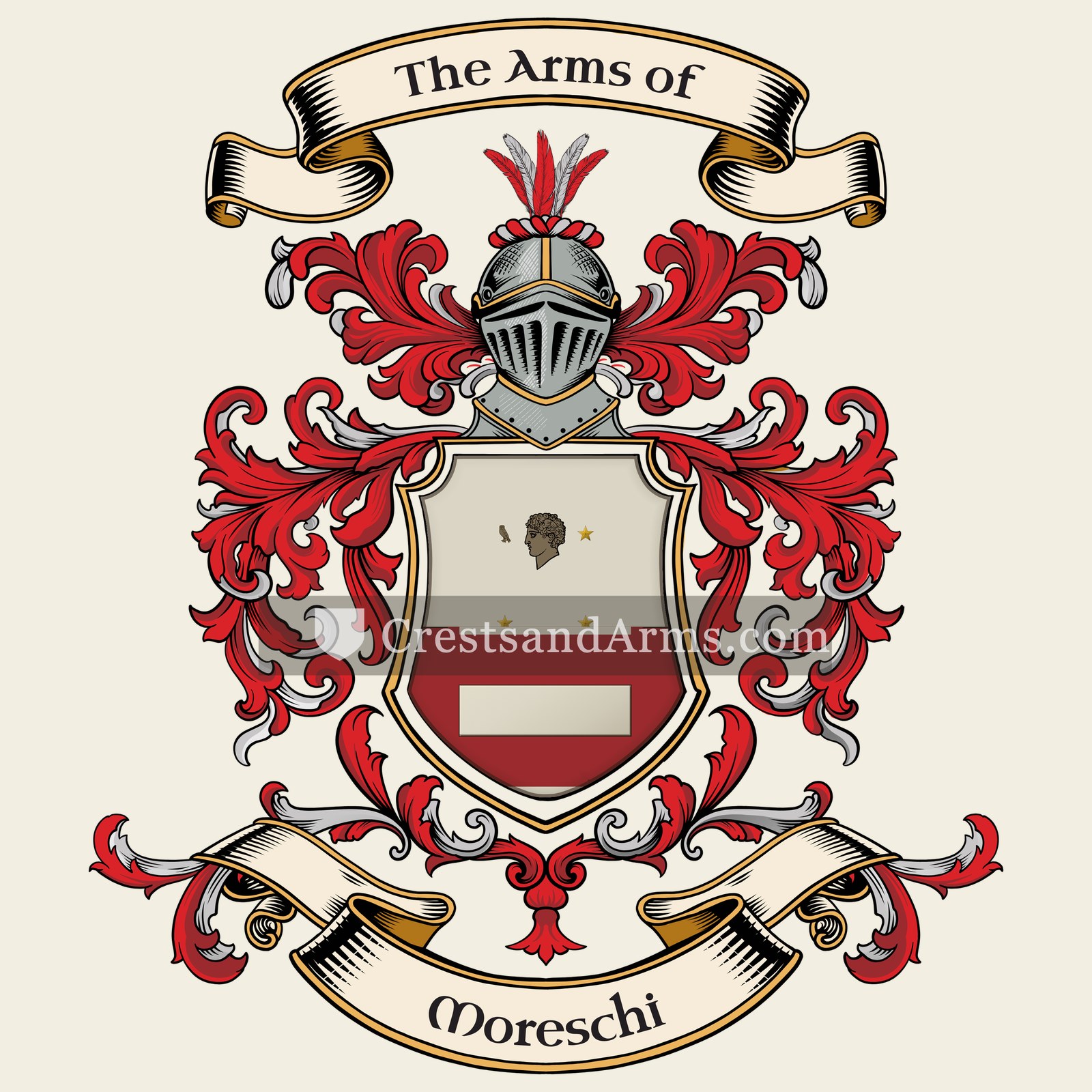 The Moreschi coat of arms, drawn from the recorded blazon