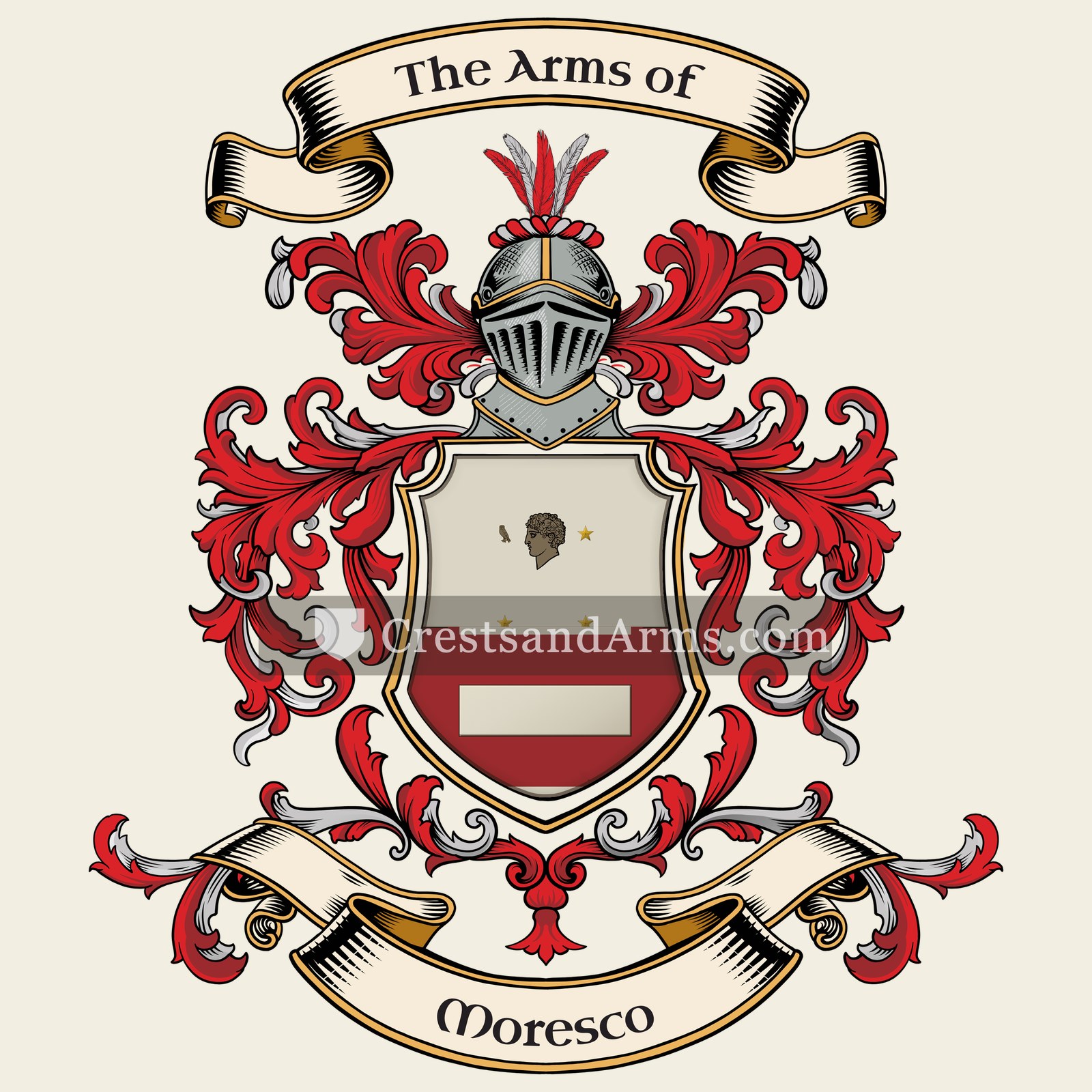The Moresco coat of arms, drawn from the recorded blazon