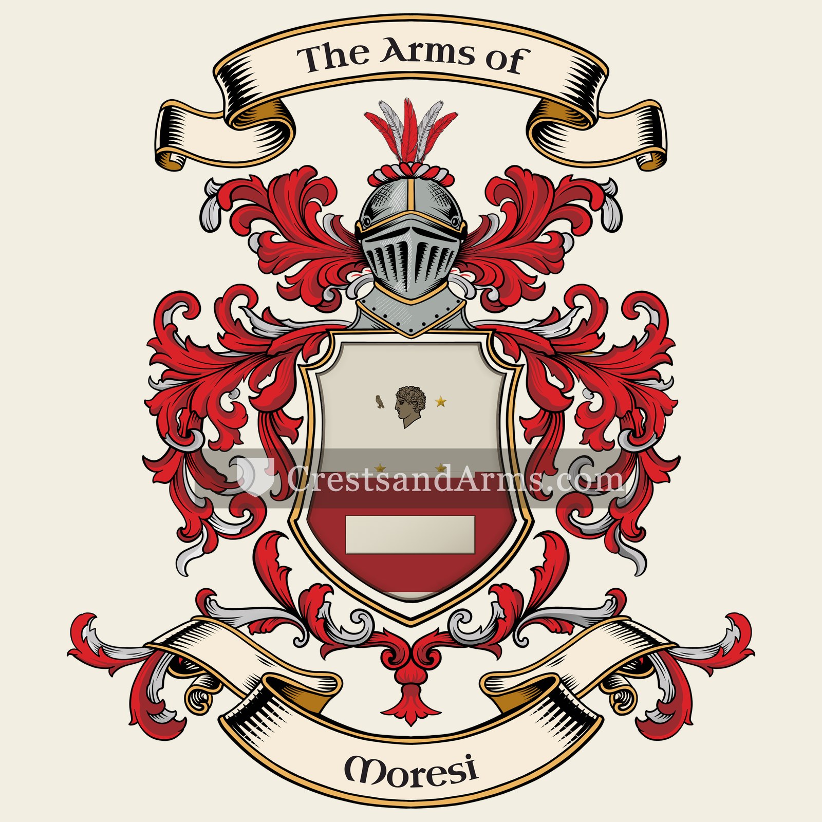 The Moresi coat of arms, drawn from the recorded blazon