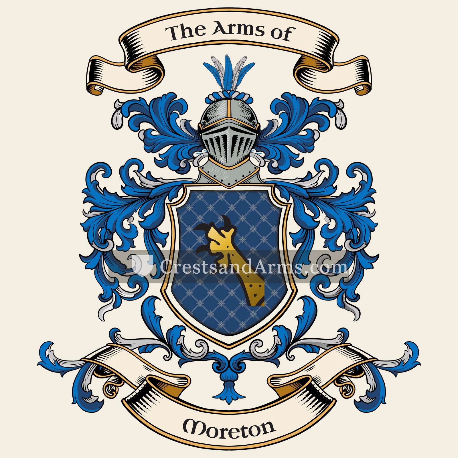 The Moreton coat of arms, drawn from the recorded blazon