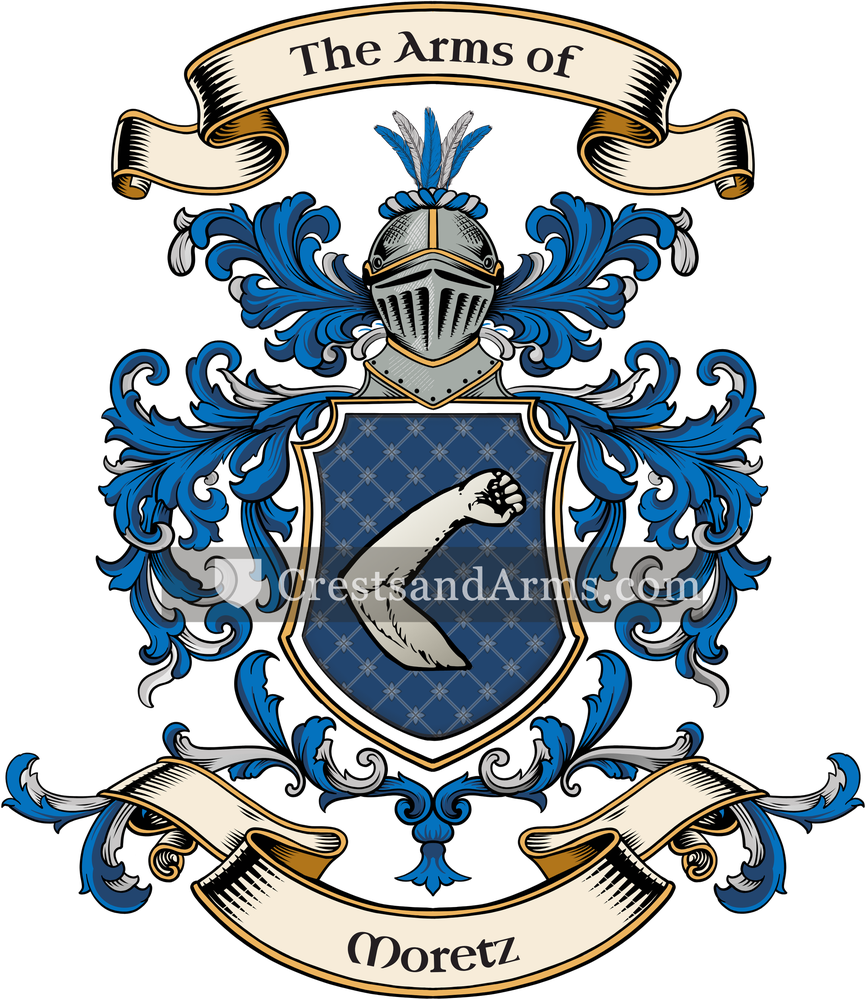 The Moretz coat of arms, drawn from the recorded blazon