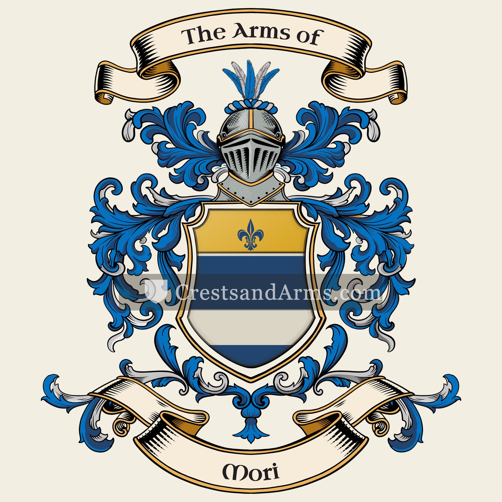 The Mori coat of arms, drawn from the recorded blazon