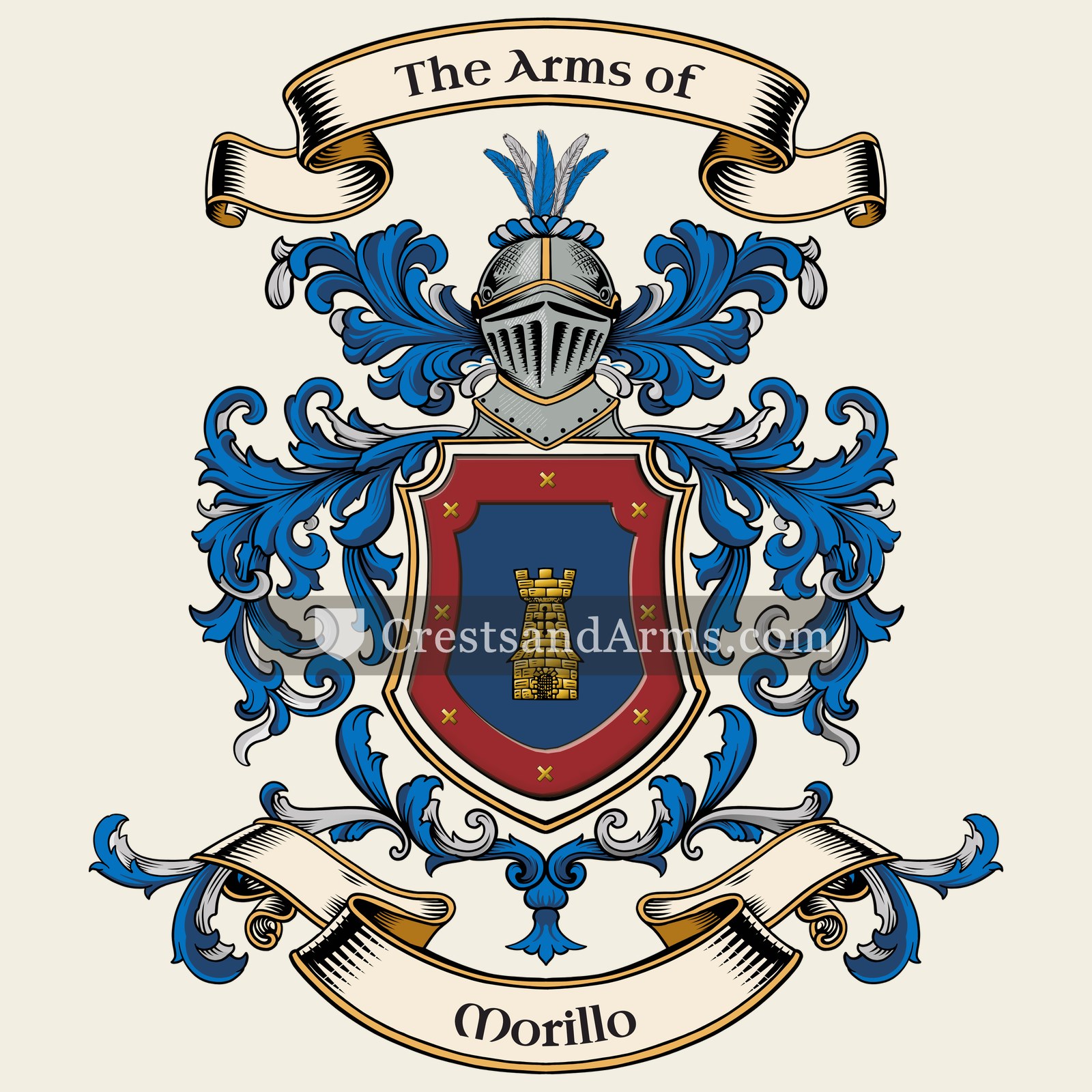 The Morillo coat of arms, drawn from the recorded blazon