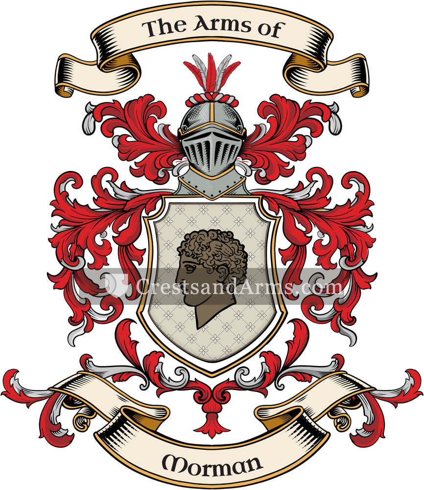 The Morman coat of arms, drawn from the recorded blazon