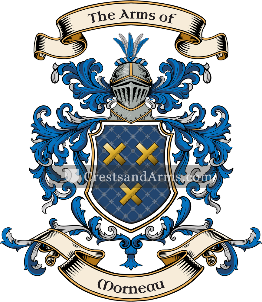 The Morneau coat of arms, drawn from the recorded blazon