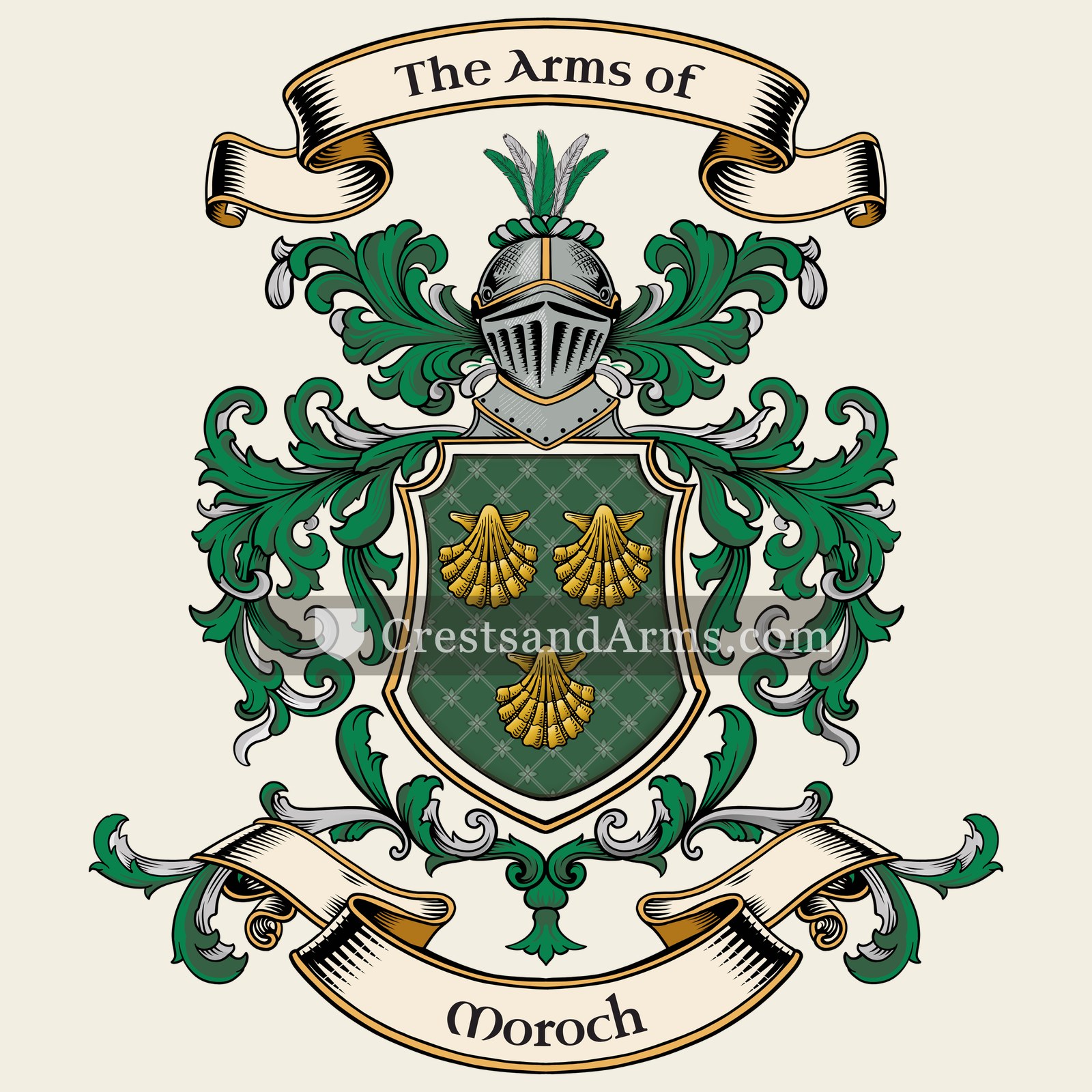 The Moroch coat of arms, drawn from the recorded blazon