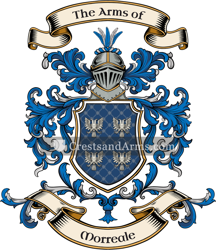 The Morreale coat of arms, drawn from the recorded blazon