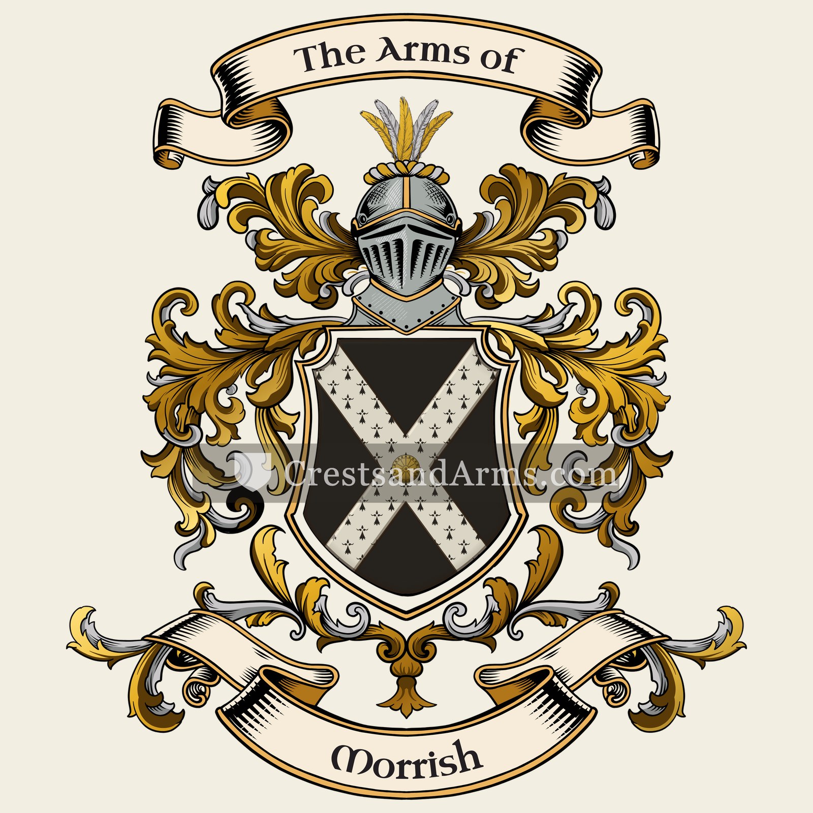 The Morrish coat of arms, drawn from the recorded blazon
