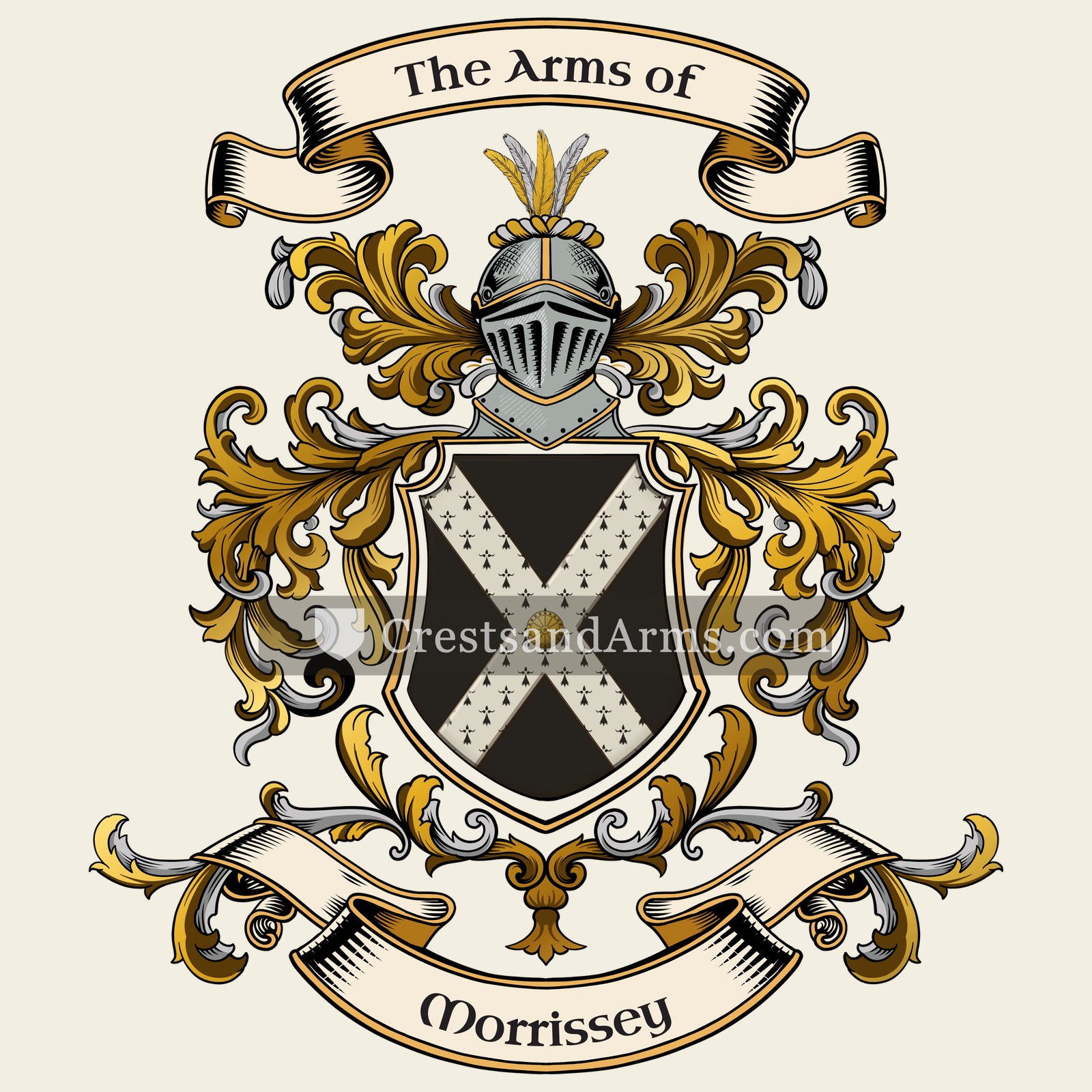 The Morrissey coat of arms, drawn from the recorded blazon