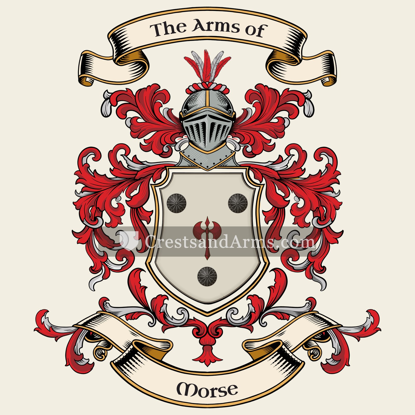 The Morse coat of arms, drawn from the recorded blazon
