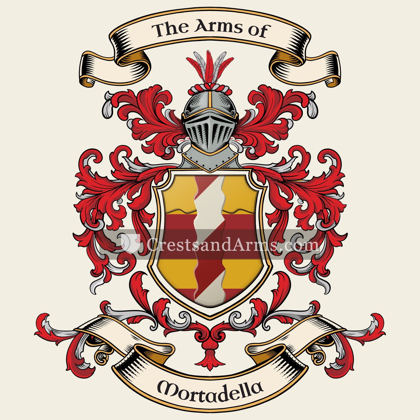 The Mortadella coat of arms, drawn from the recorded blazon