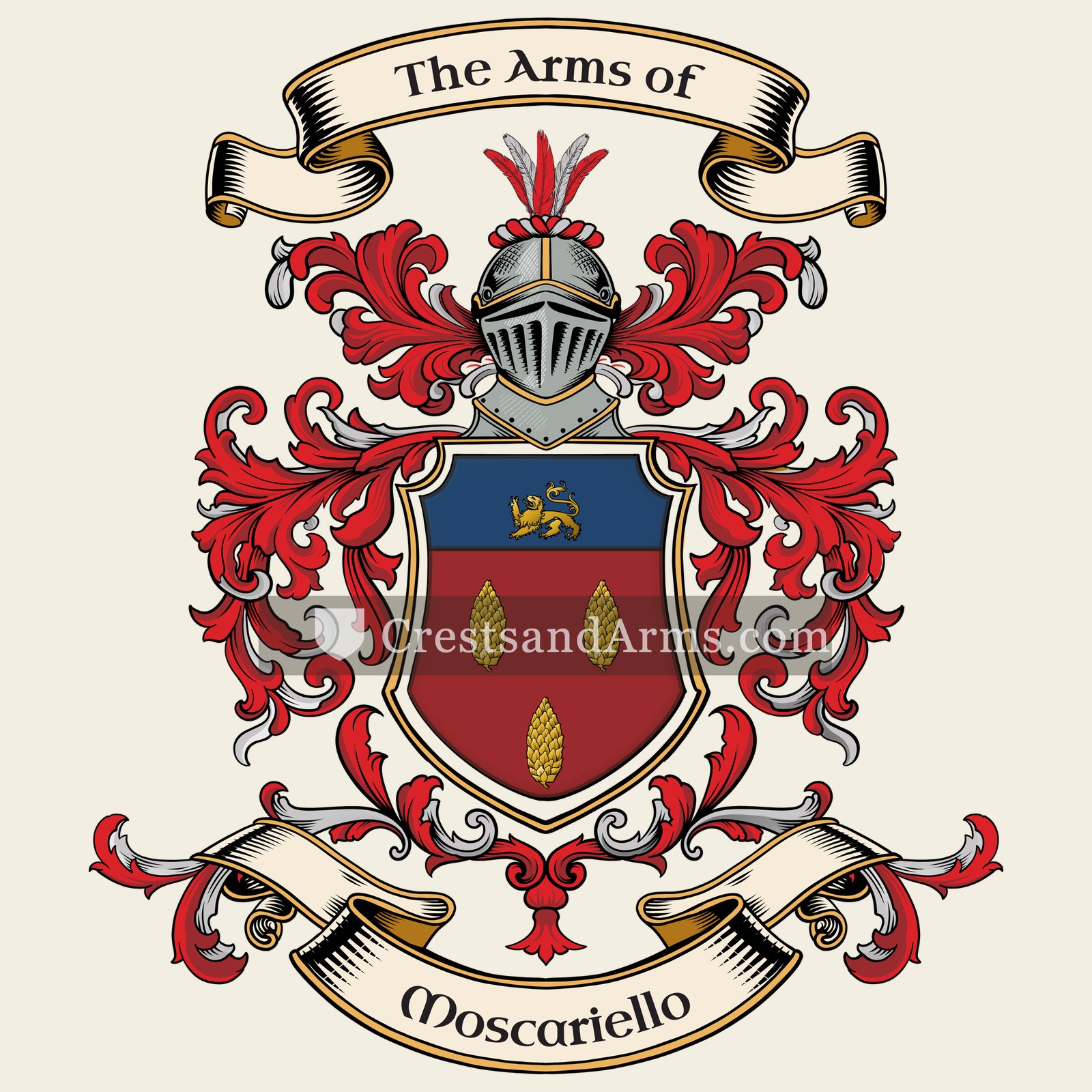 The Moscariello coat of arms, drawn from the recorded blazon