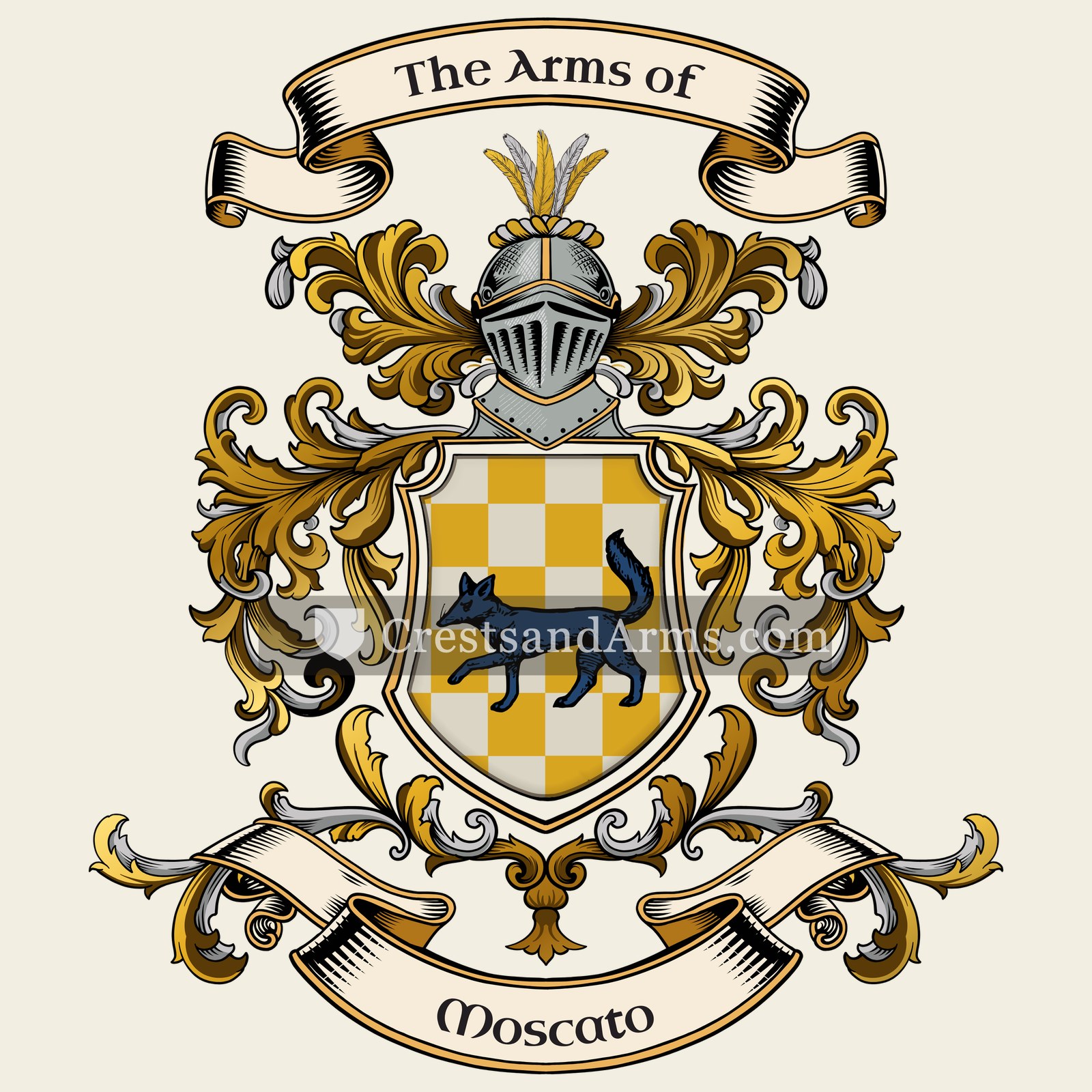 The Moscato coat of arms, drawn from the recorded blazon