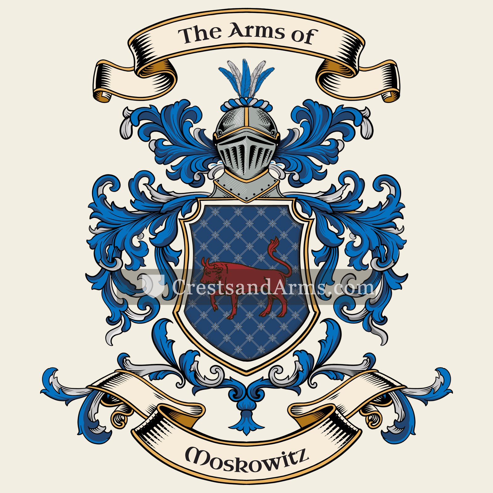 The Moskowitz coat of arms, drawn from the recorded blazon