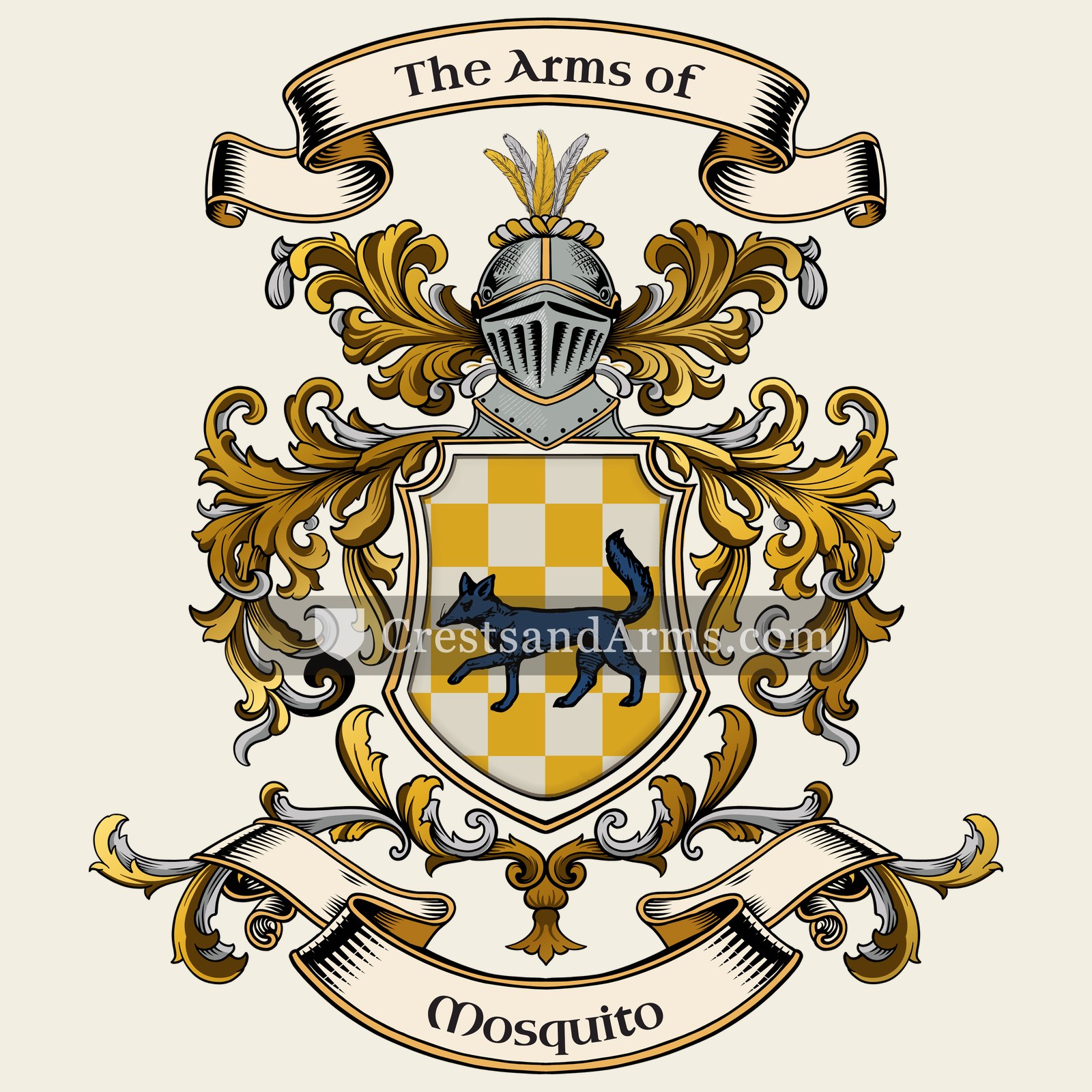 The Mosquito coat of arms, drawn from the recorded blazon