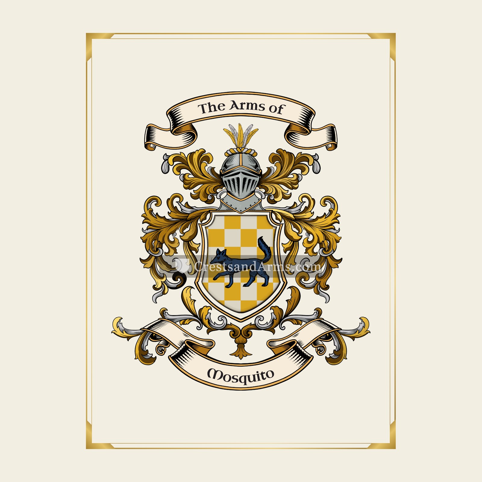 With gold border