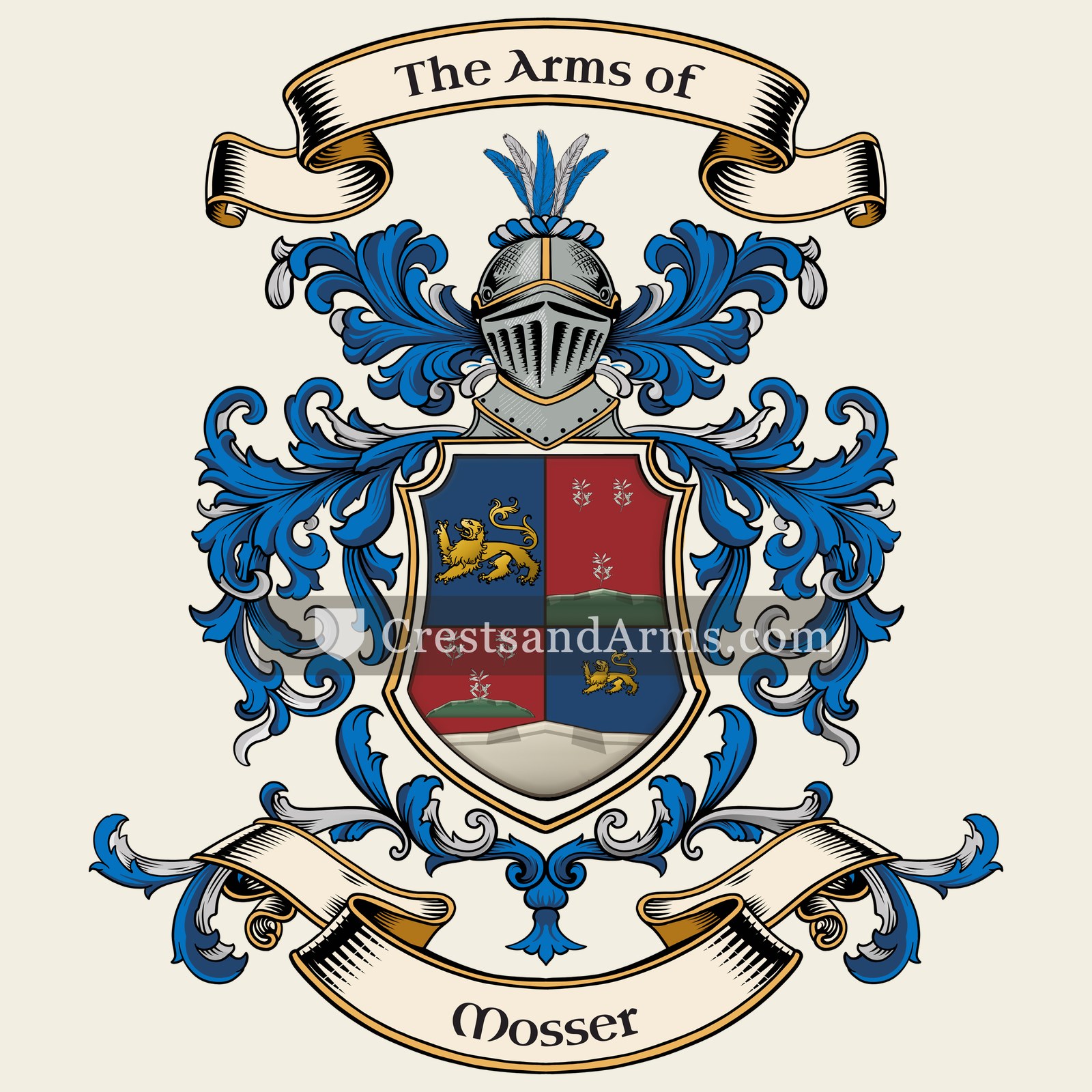 The Mosser coat of arms, drawn from the recorded blazon