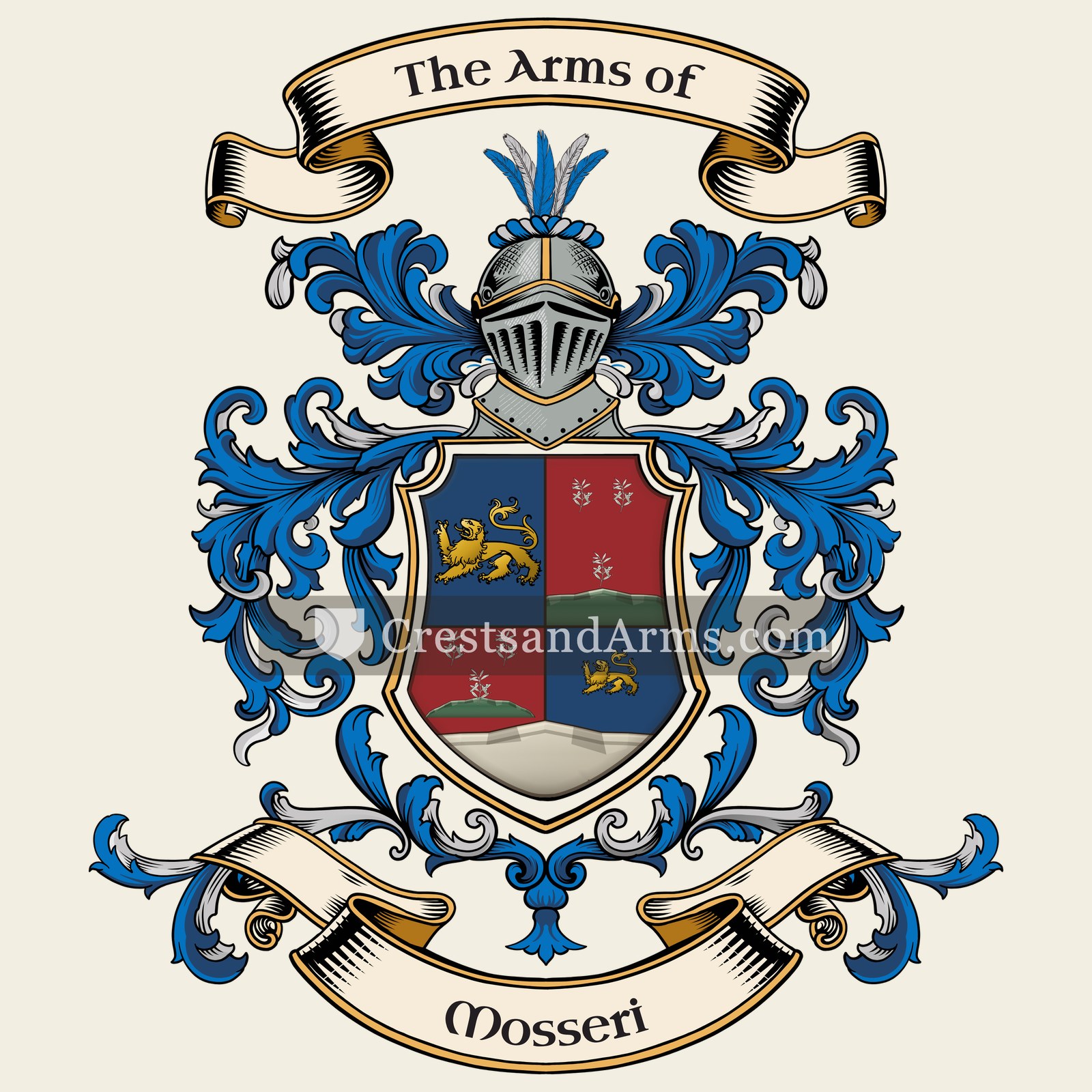 The Mosseri coat of arms, drawn from the recorded blazon