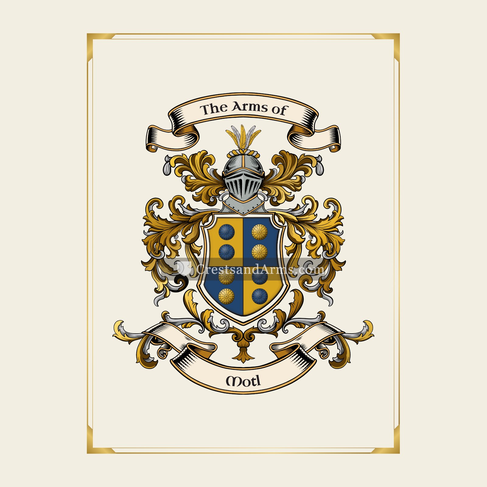 With gold border