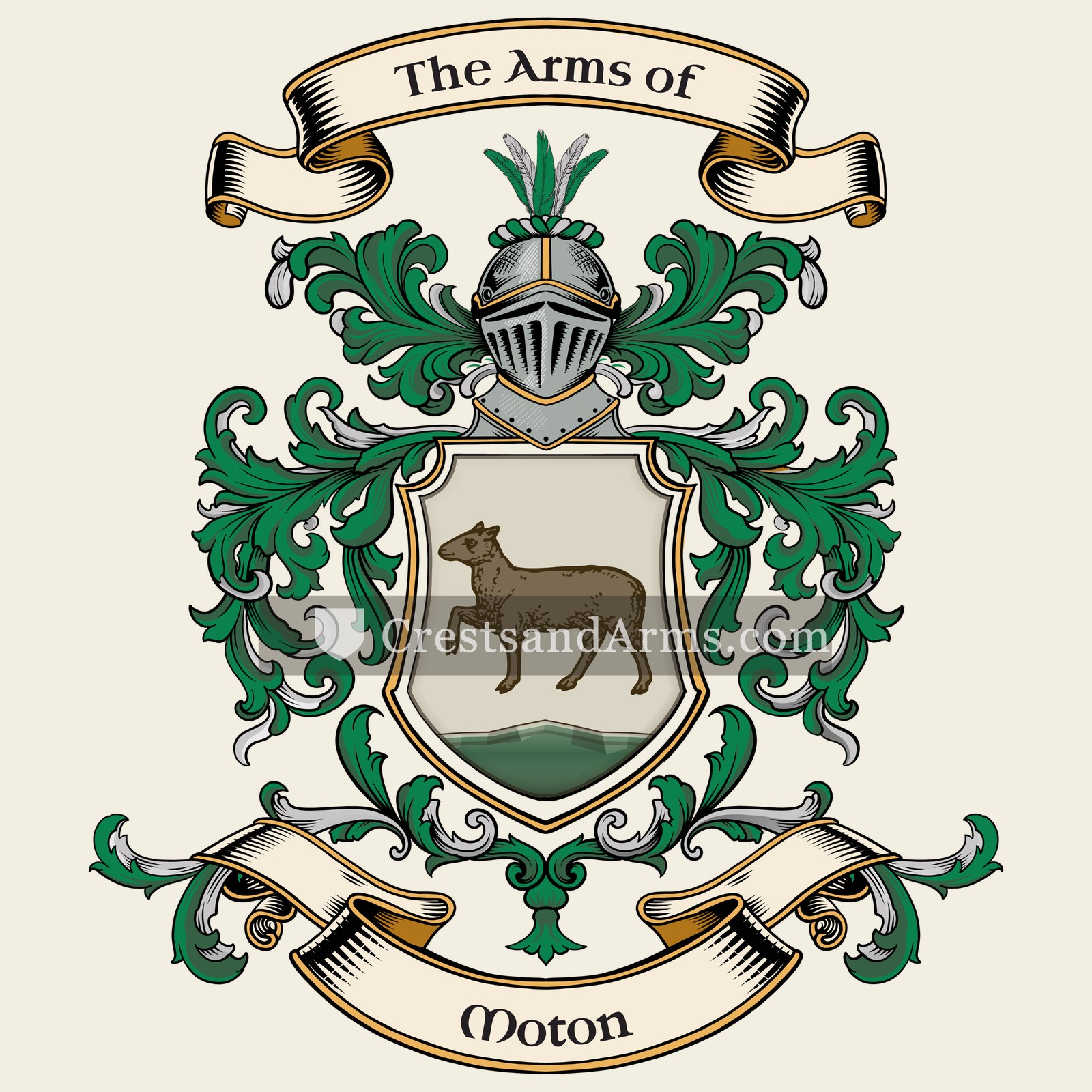 The Moton coat of arms, drawn from the recorded blazon