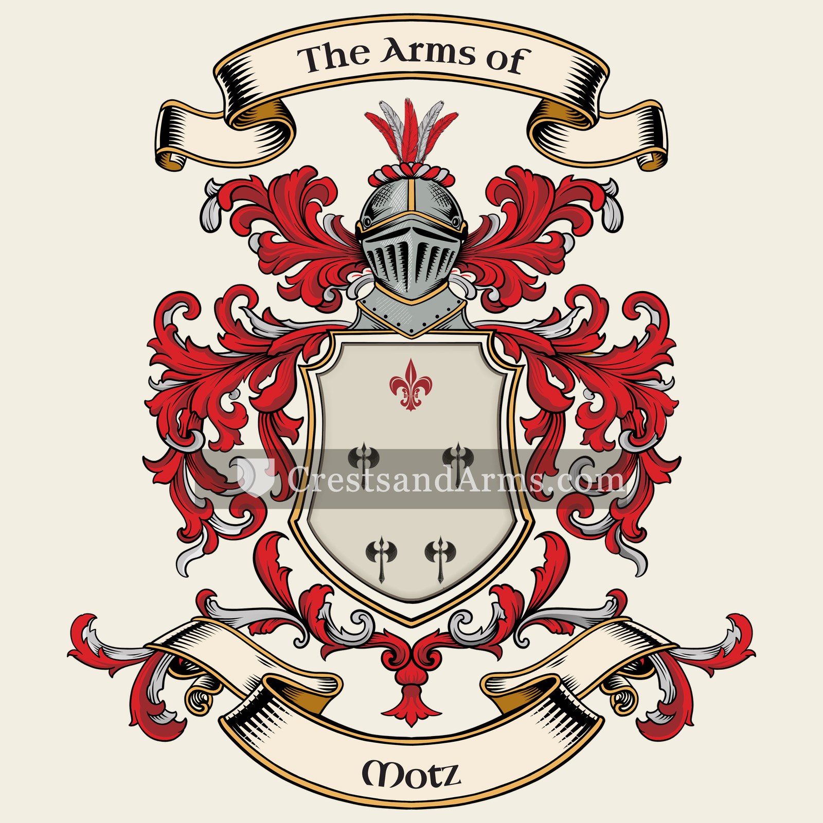 The Motz coat of arms, drawn from the recorded blazon