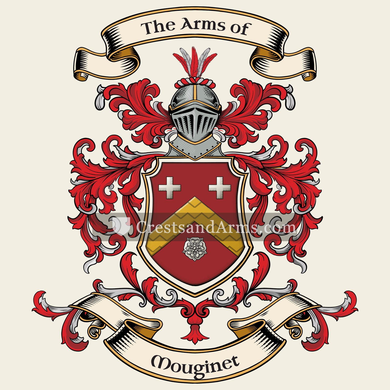 The Mouginet coat of arms, drawn from the recorded blazon