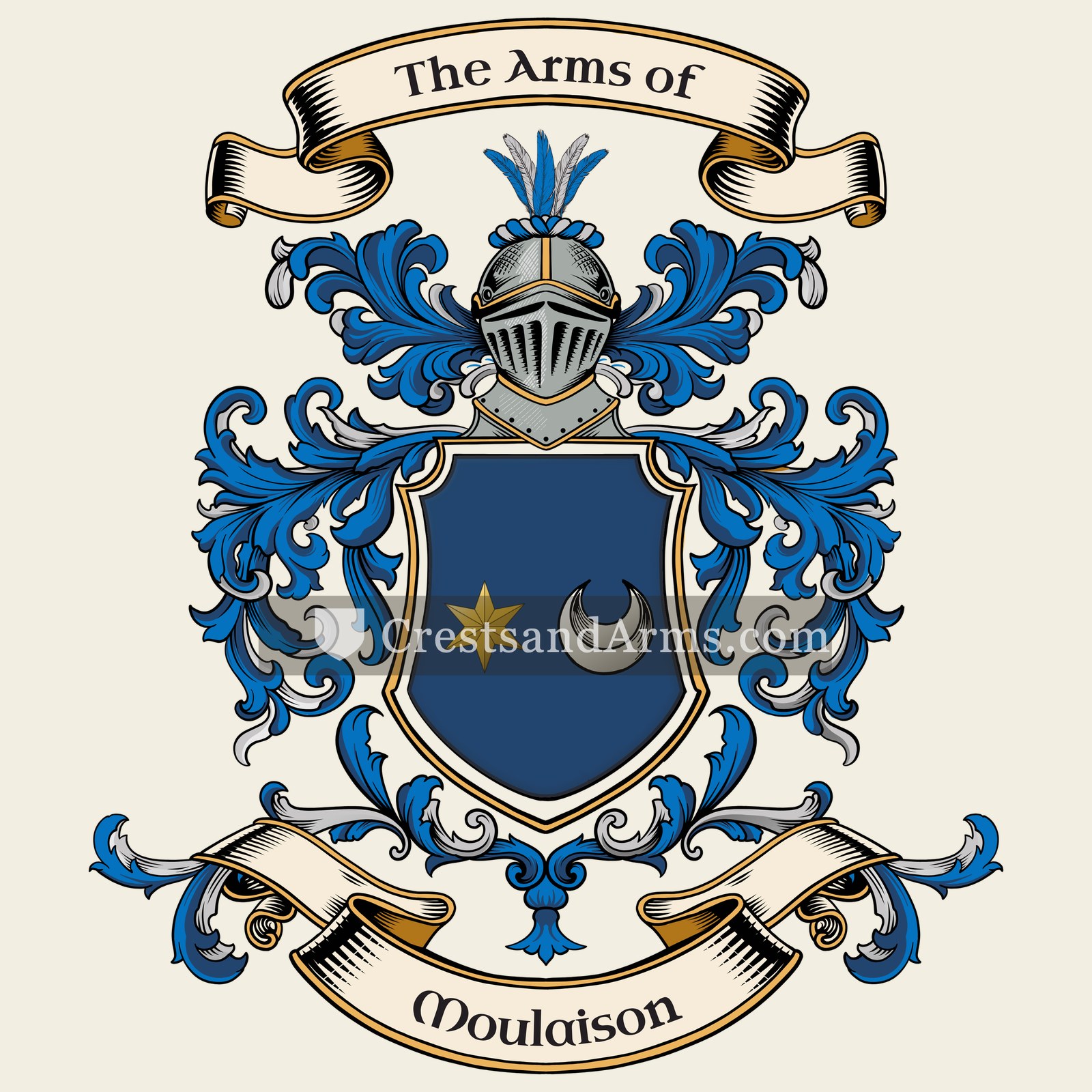 The Moulaison coat of arms, drawn from the recorded blazon