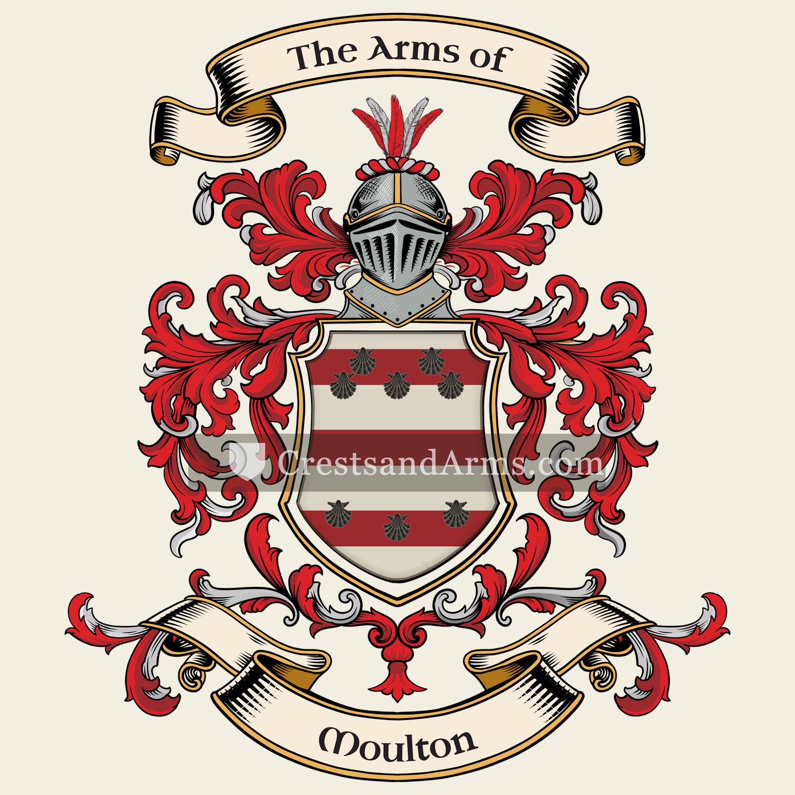 The Moulton coat of arms, drawn from the recorded blazon