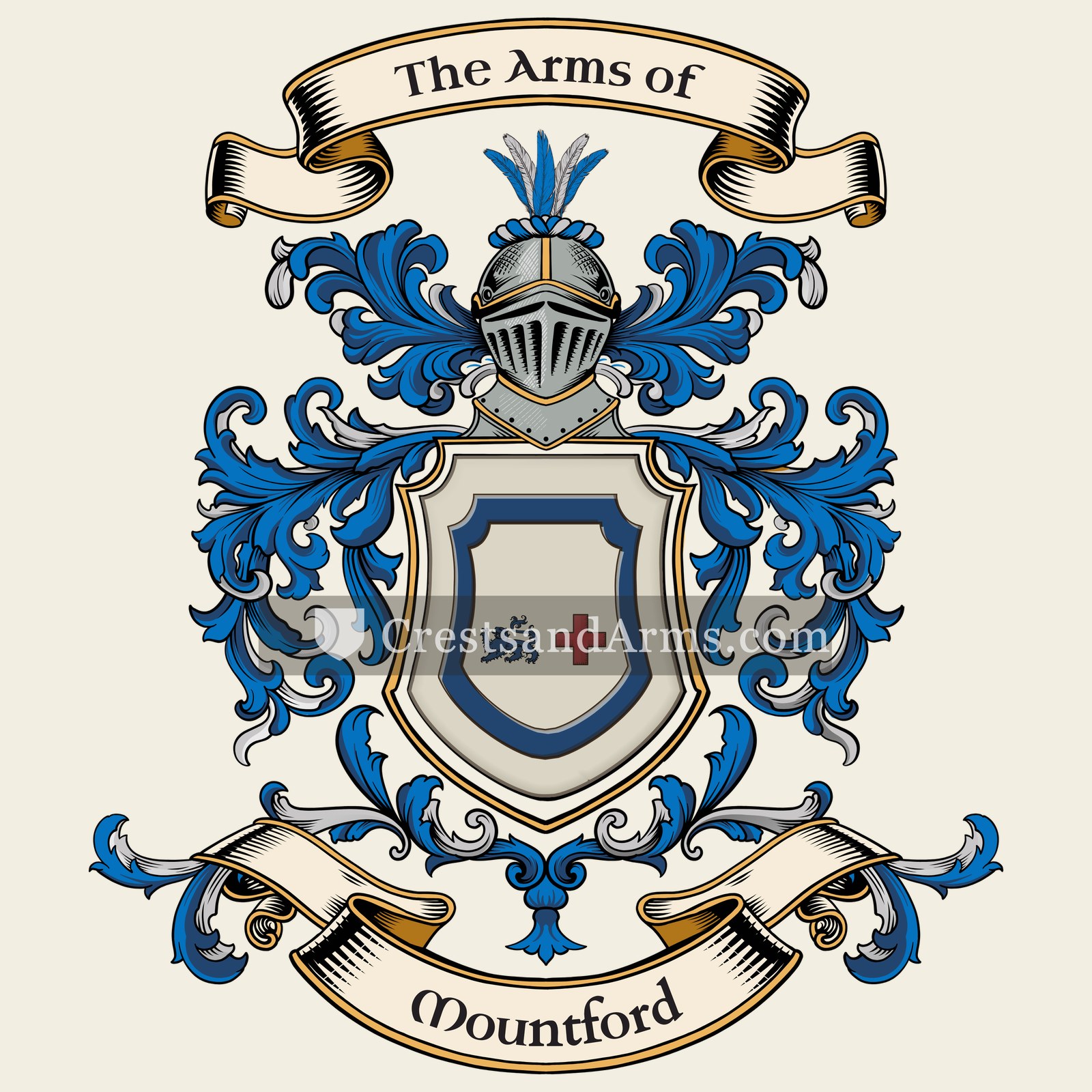 The Mountford coat of arms, drawn from the recorded blazon