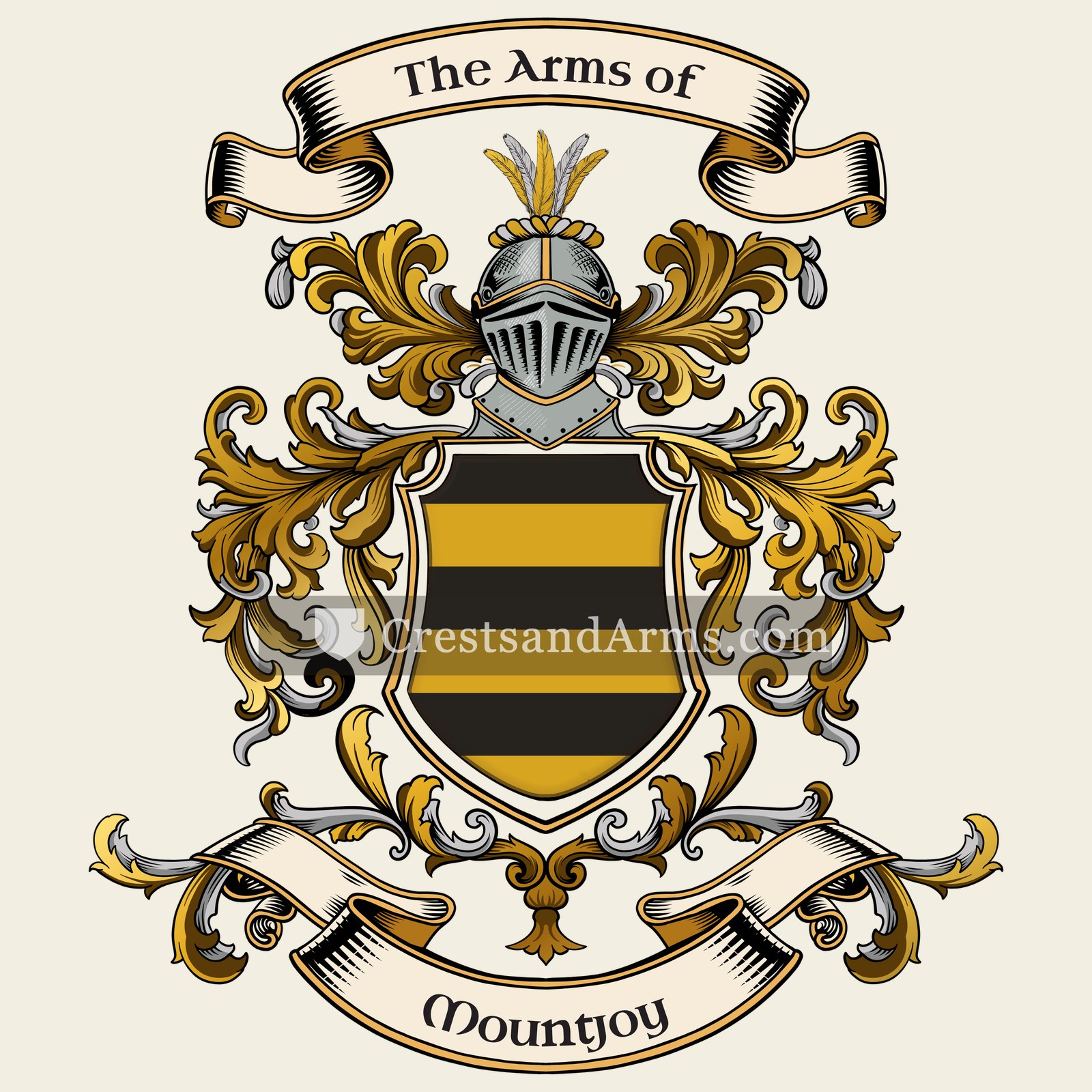 The Mountjoy coat of arms, drawn from the recorded blazon