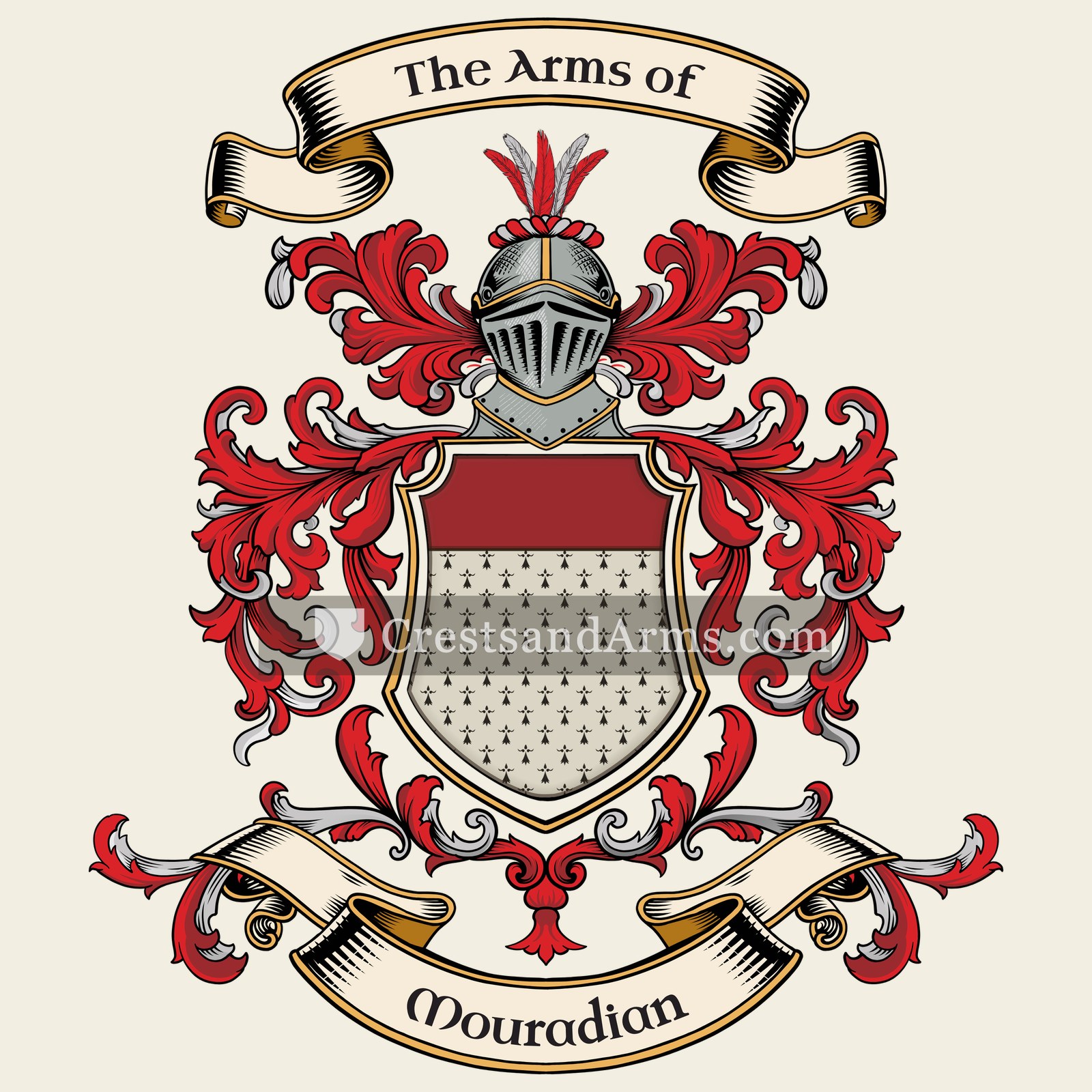 The Mouradian coat of arms, drawn from the recorded blazon