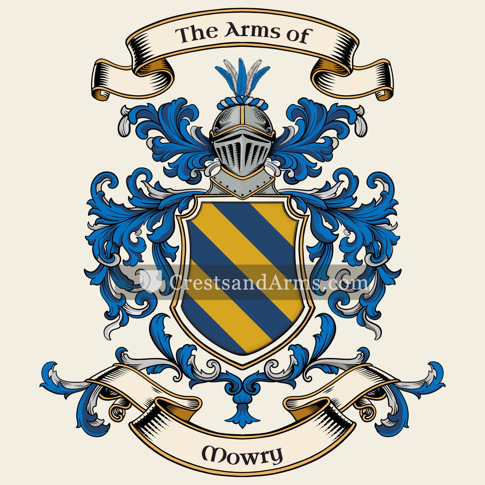 The Mowry coat of arms, drawn from the recorded blazon
