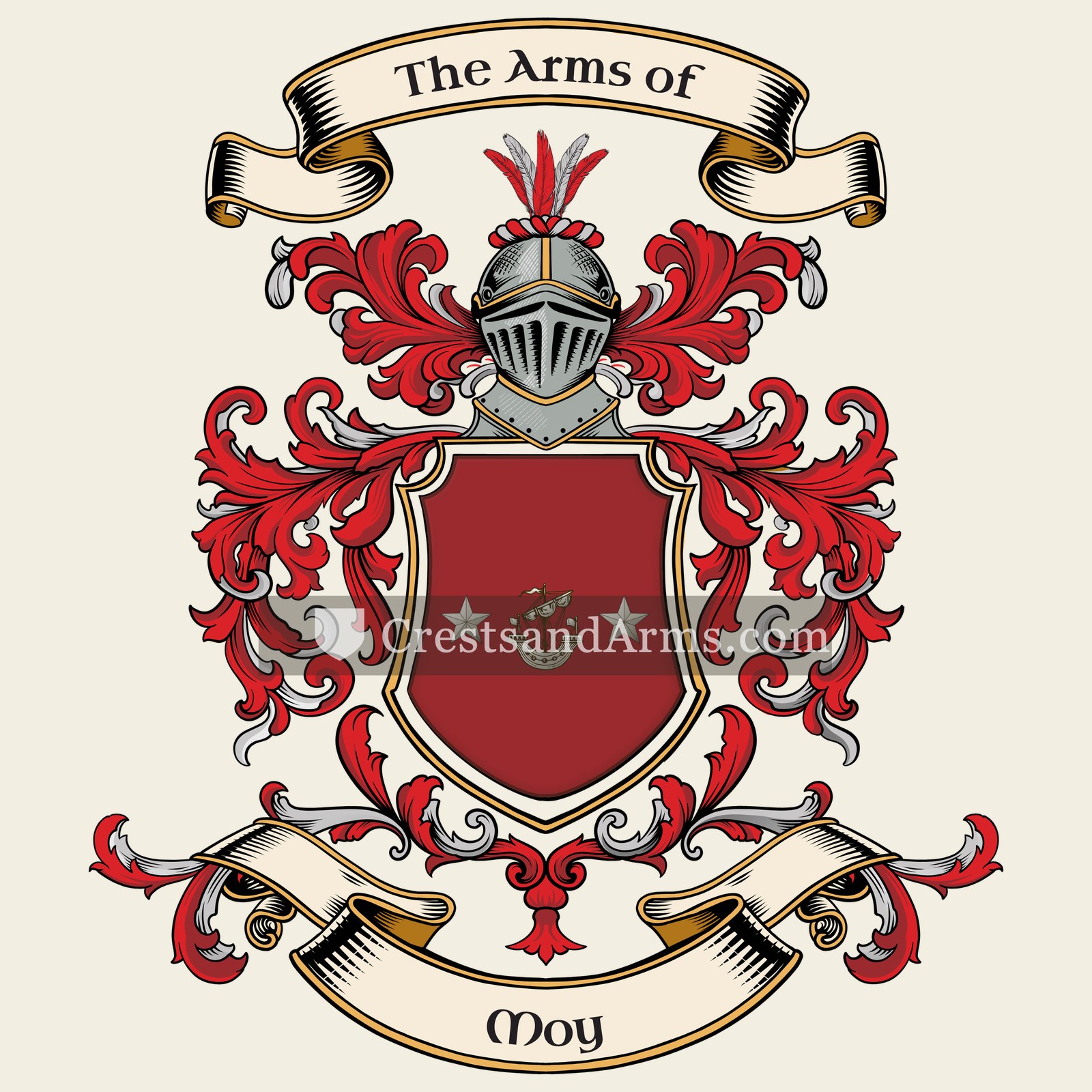 The Moy coat of arms, drawn from the recorded blazon