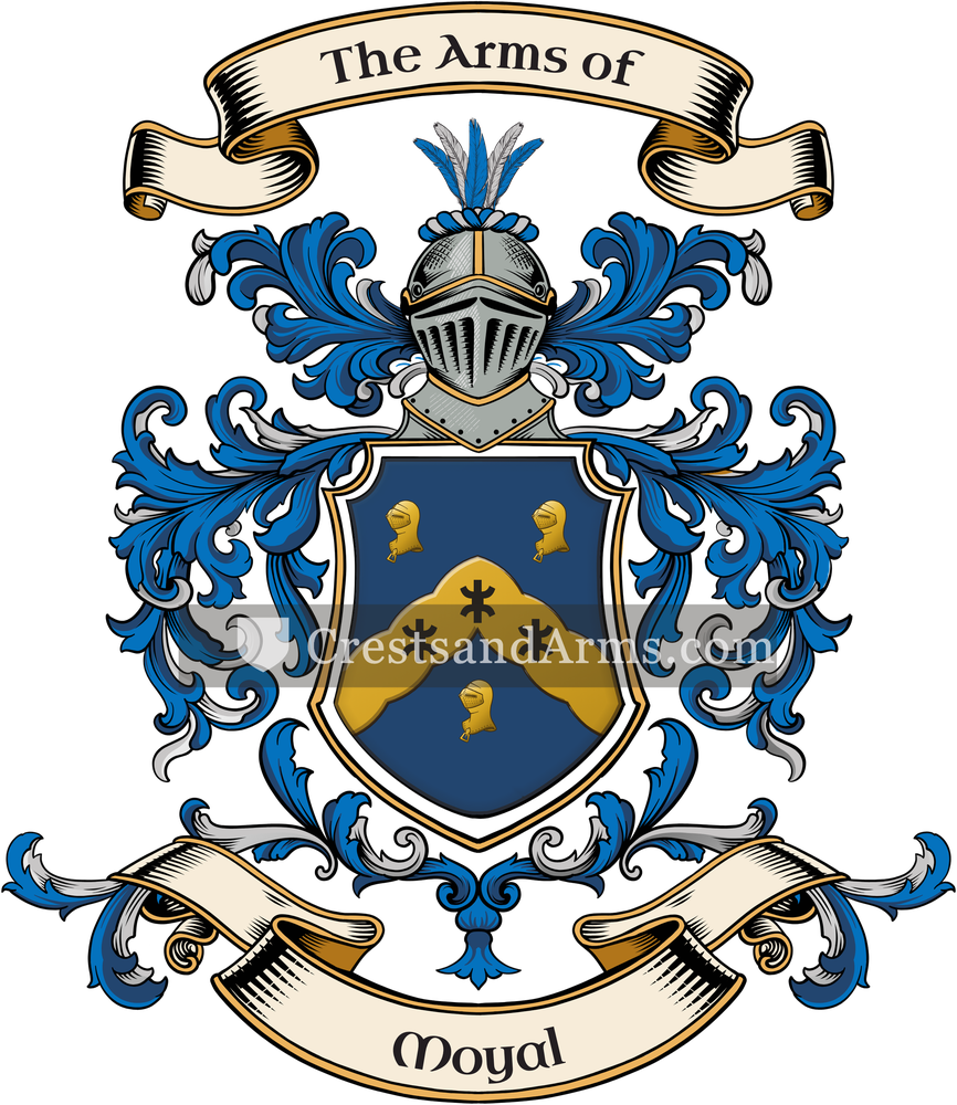 The Moyal coat of arms, drawn from the recorded blazon