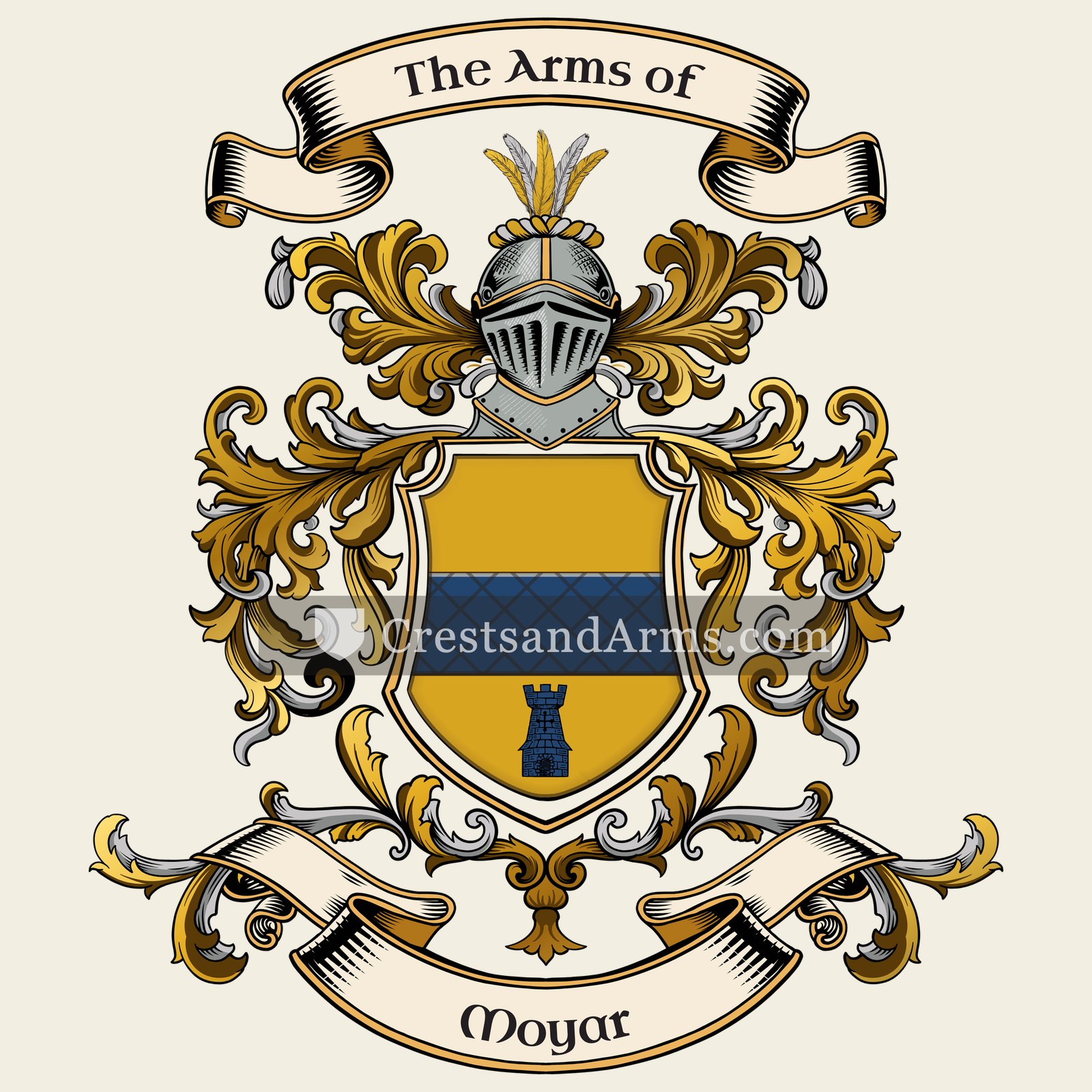 The Moyar coat of arms, drawn from the recorded blazon