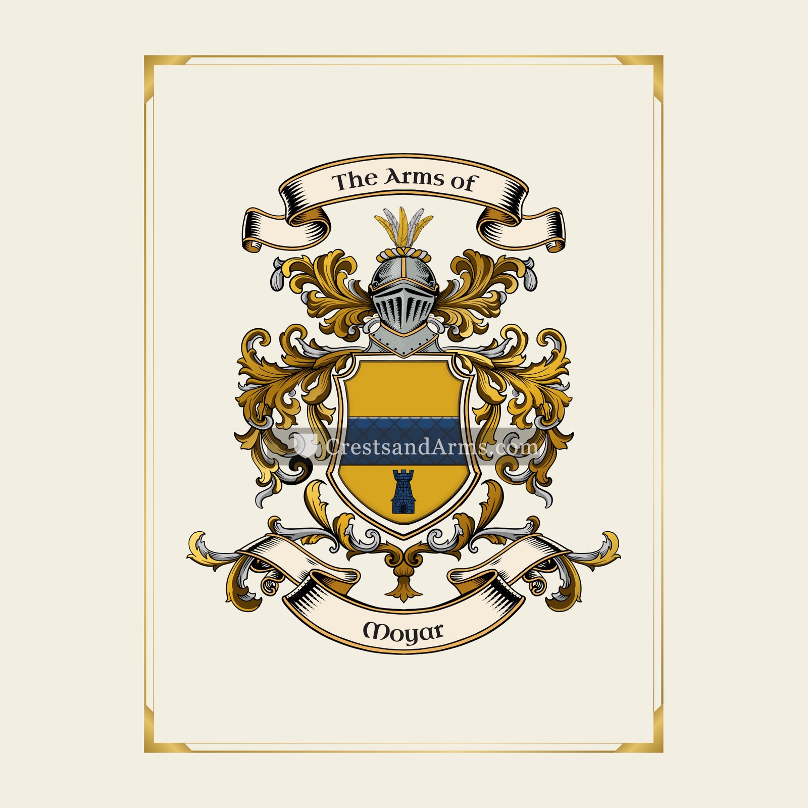 With gold border