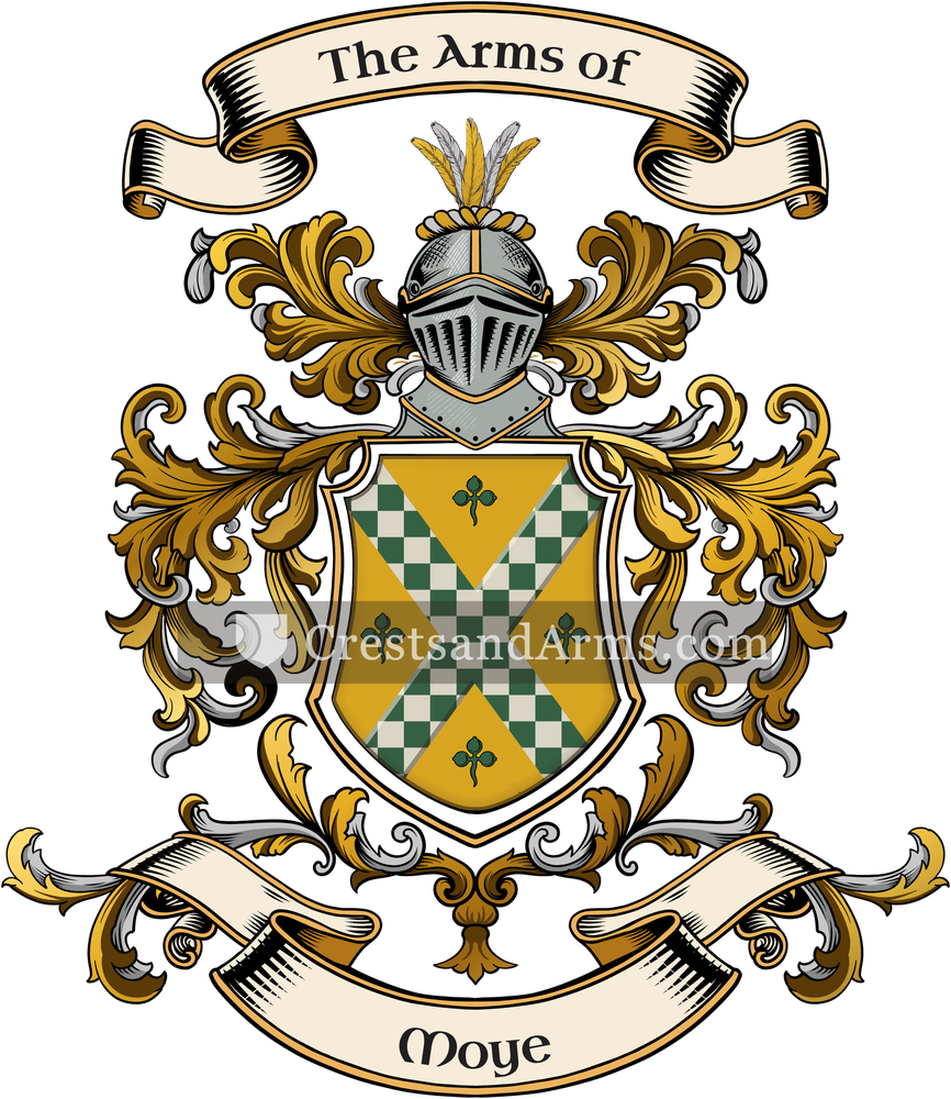 The Moye coat of arms, drawn from the recorded blazon