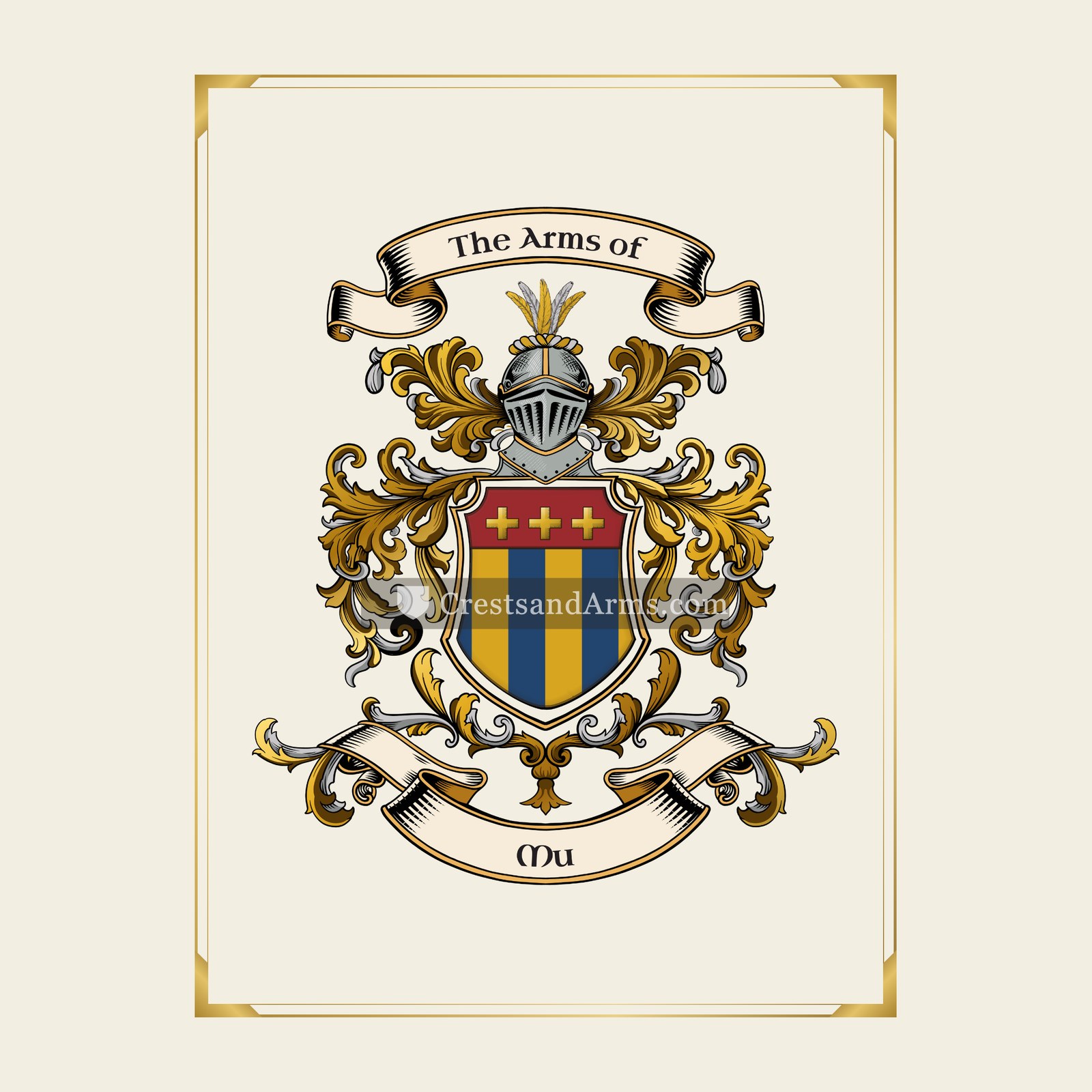 With gold border