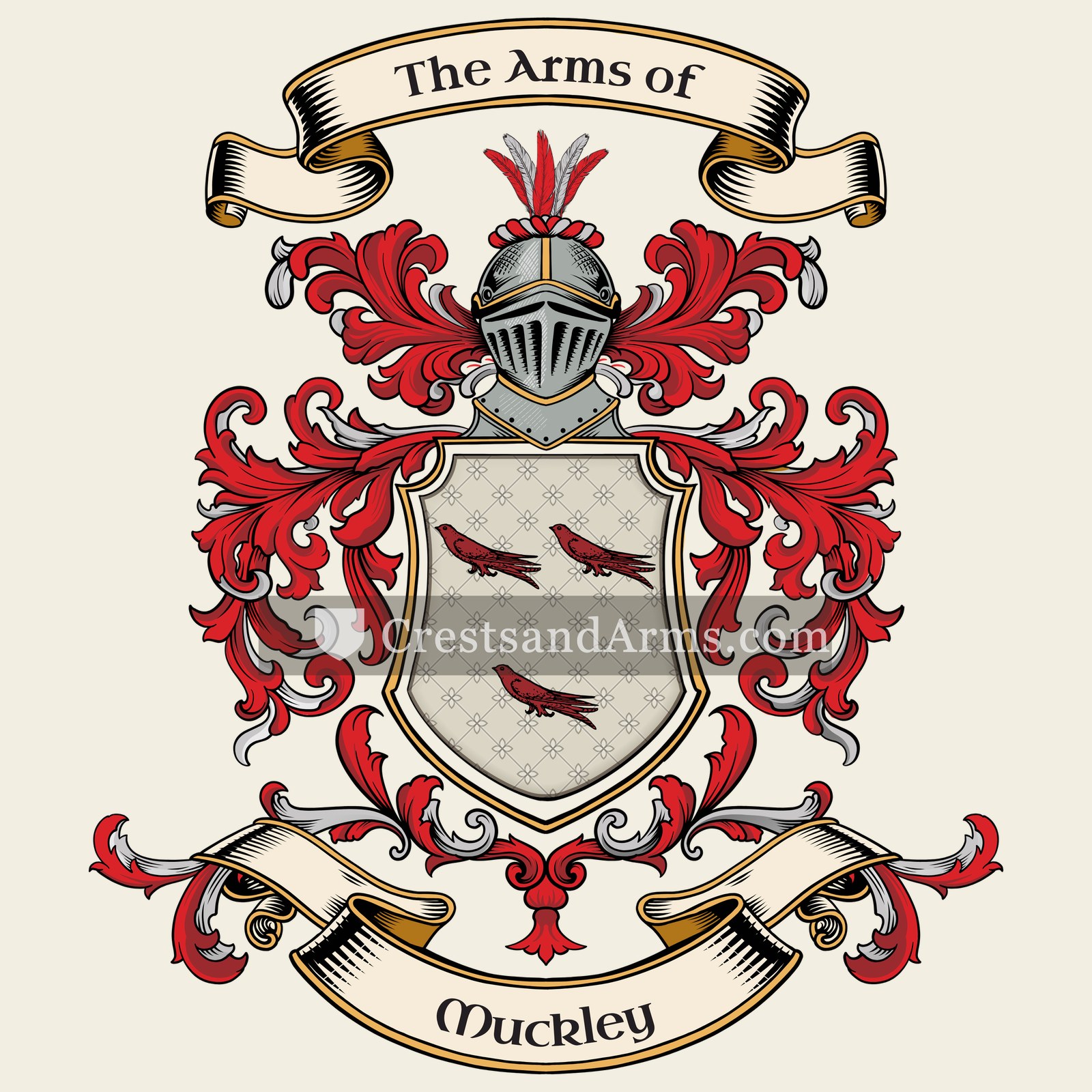 The Muckley coat of arms, drawn from the recorded blazon