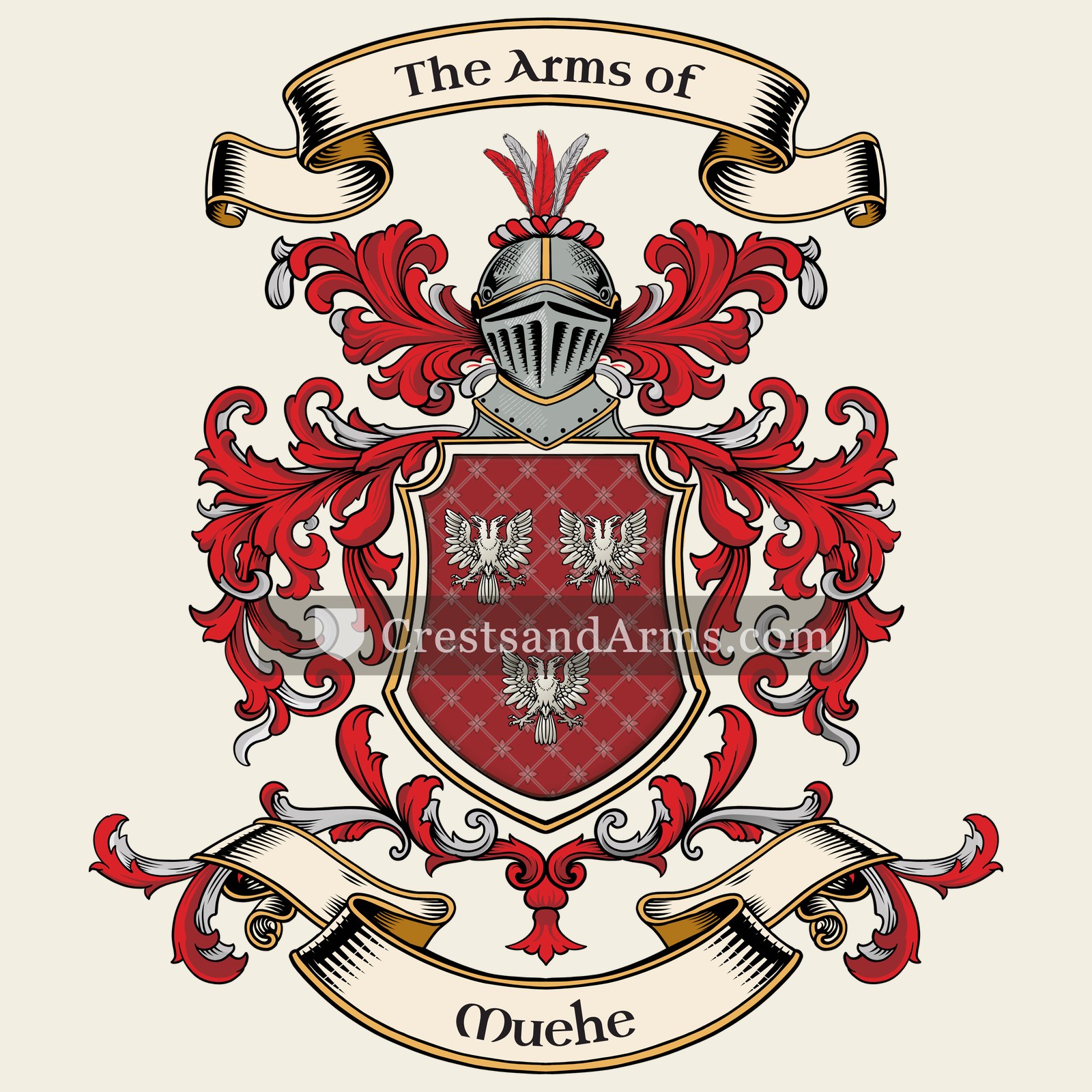 The Muehe coat of arms, drawn from the recorded blazon