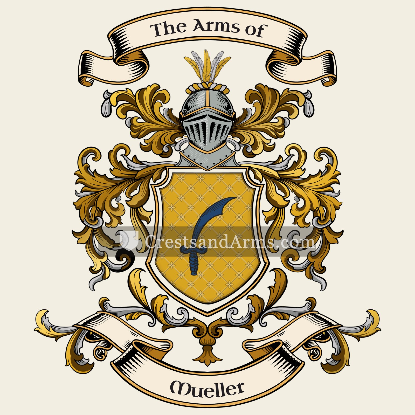 The Mueller coat of arms, drawn from the recorded blazon