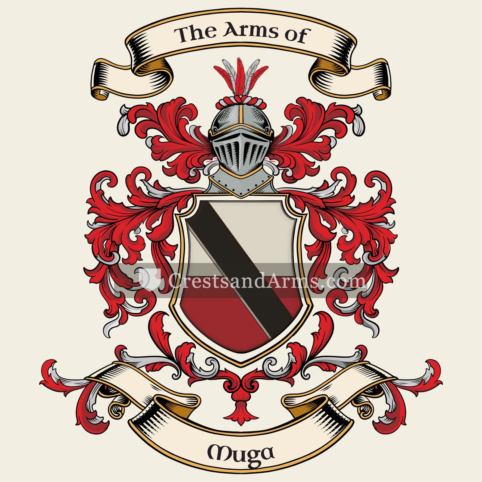 The Muga coat of arms, drawn from the recorded blazon