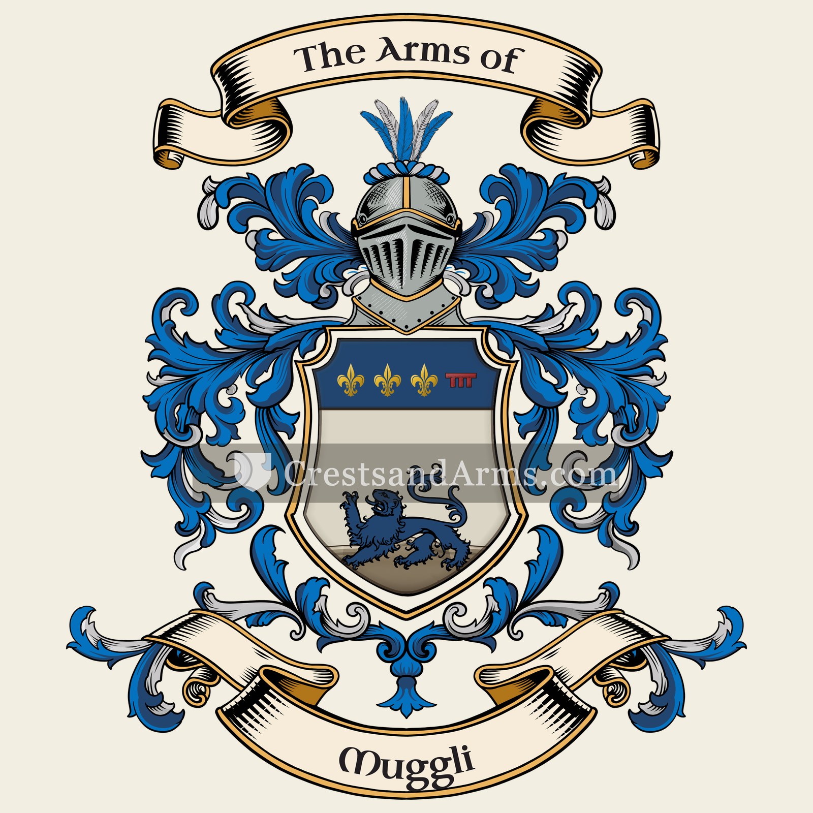 The Muggli coat of arms, drawn from the recorded blazon