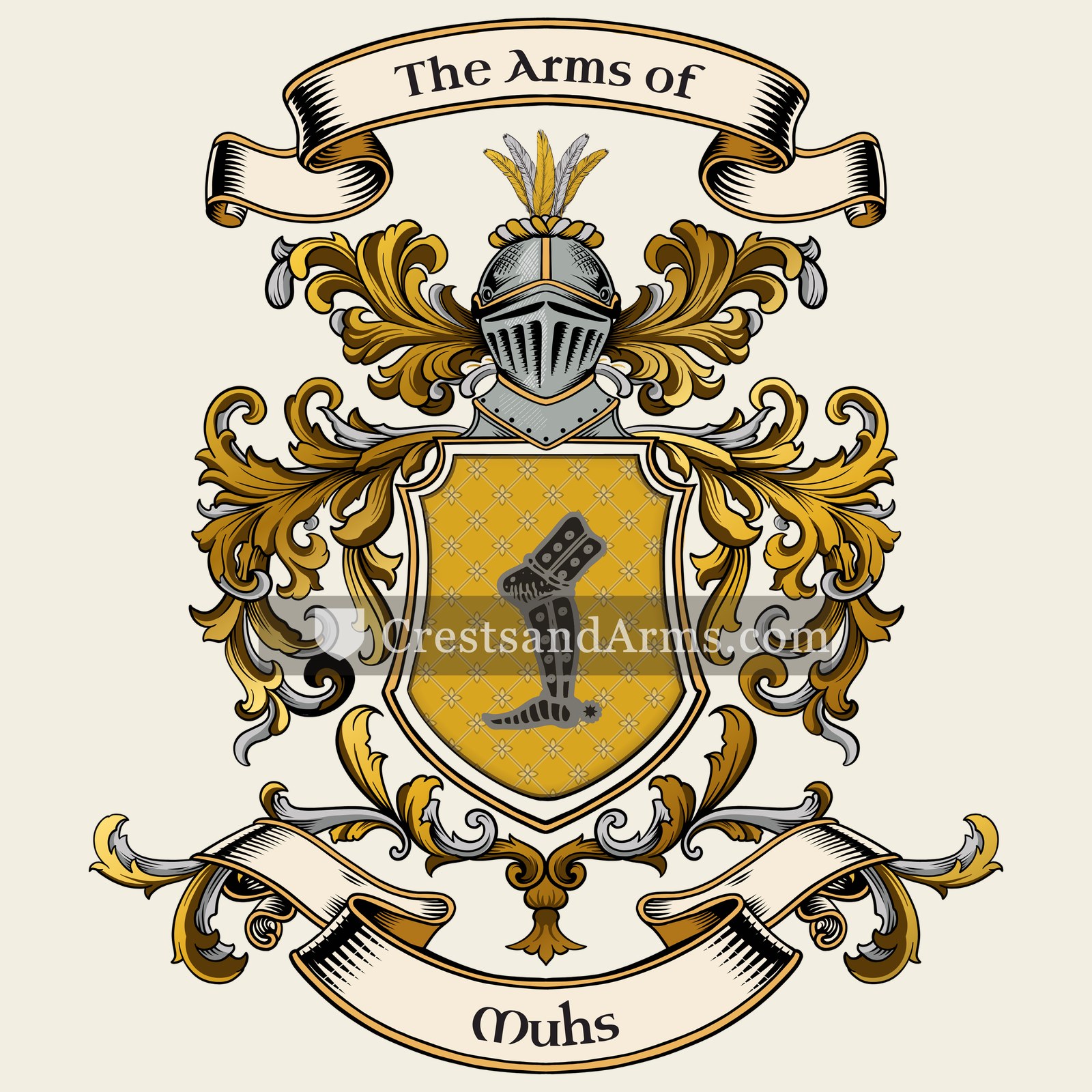 The Muhs coat of arms, drawn from the recorded blazon