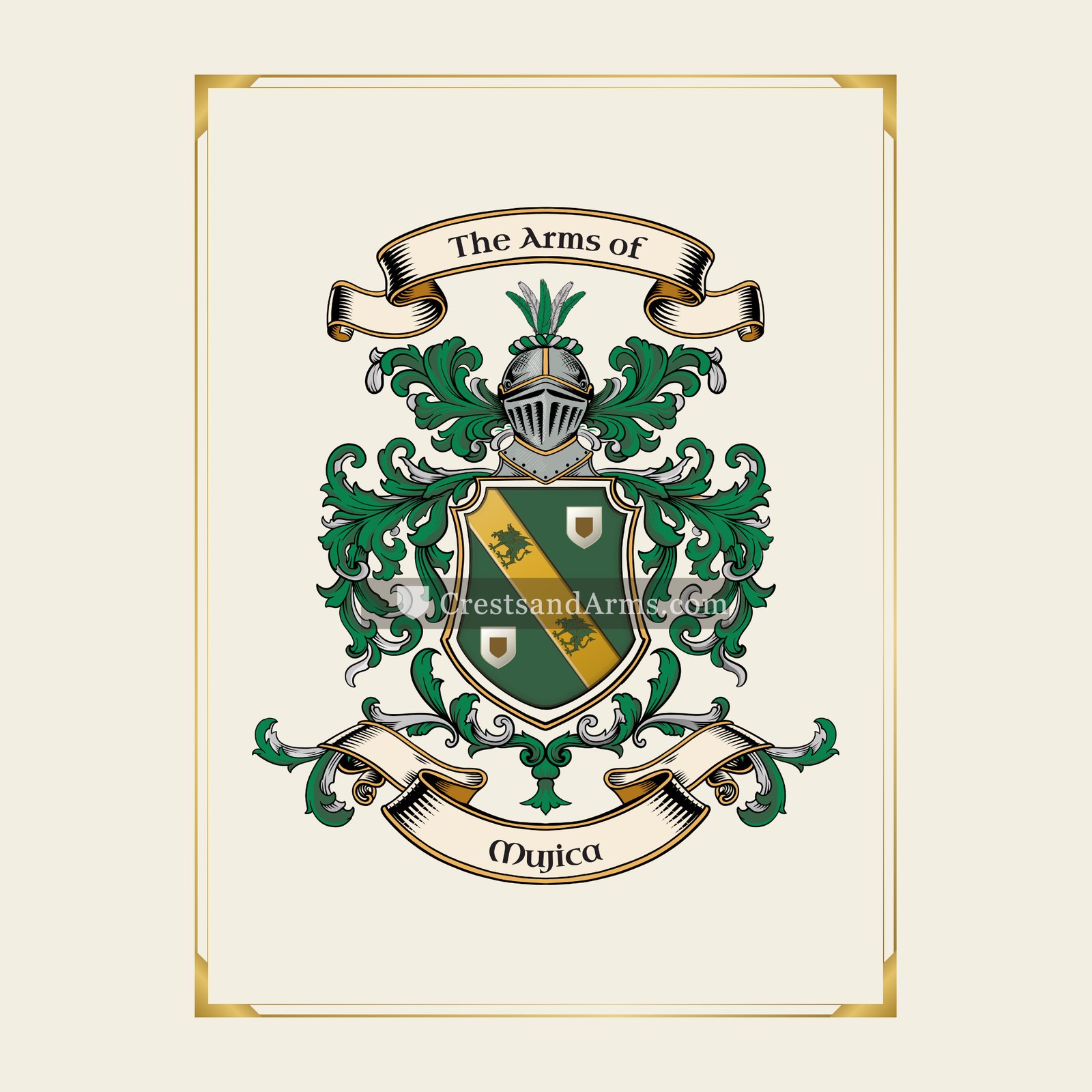 With gold border