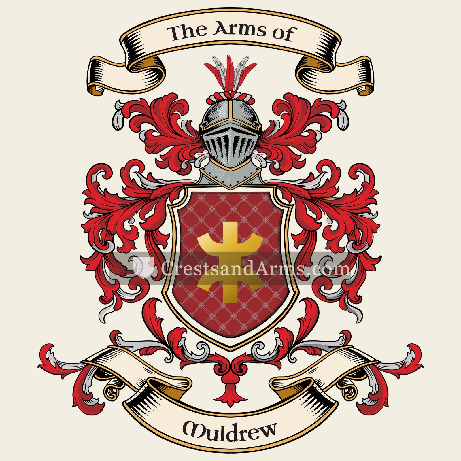 The Muldrew coat of arms, drawn from the recorded blazon
