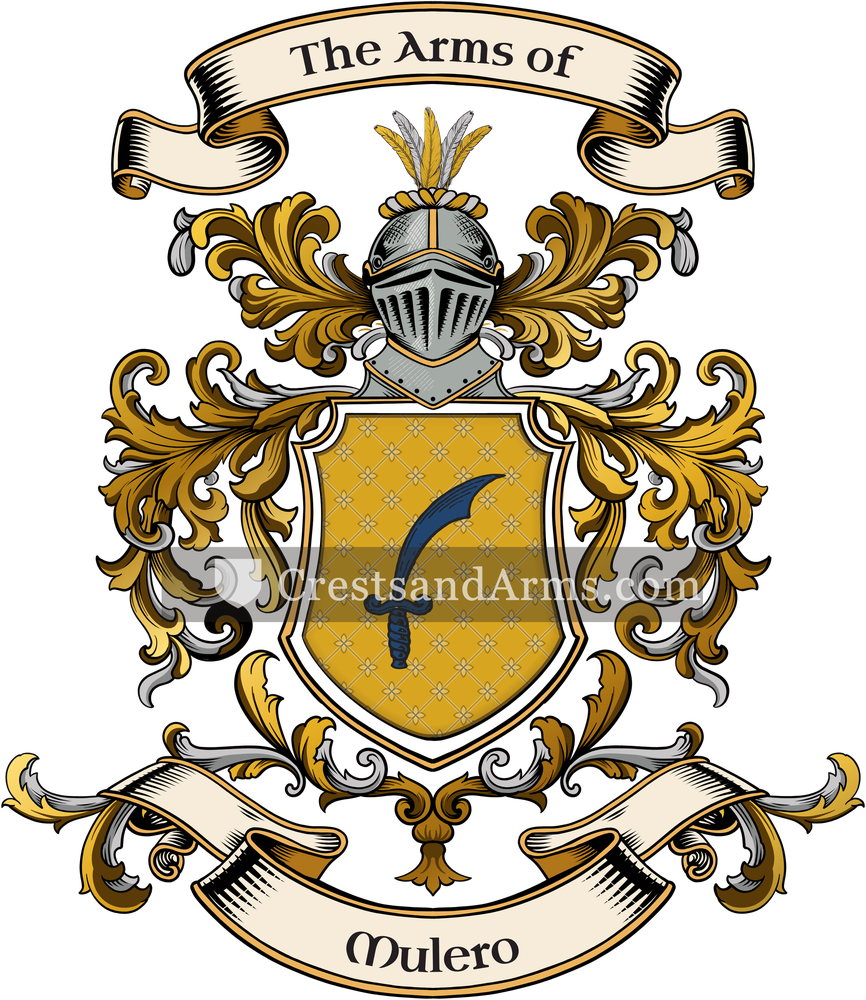 The Mulero coat of arms, drawn from the recorded blazon