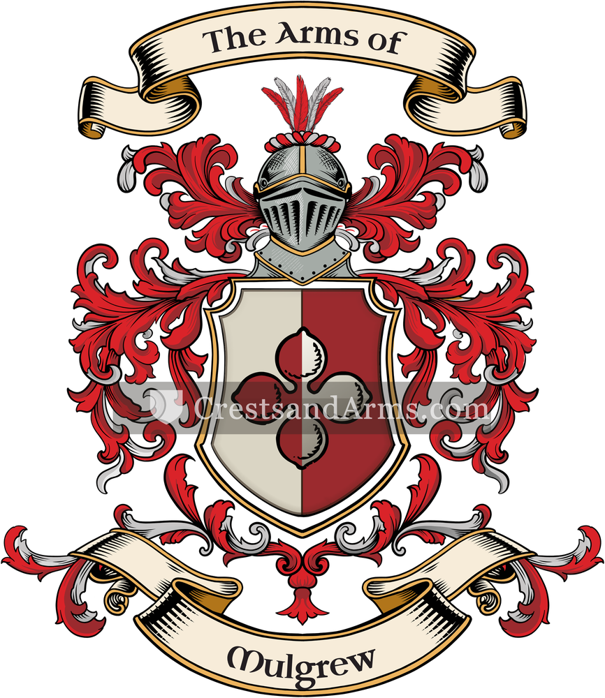 The Mulgrew coat of arms, drawn from the recorded blazon