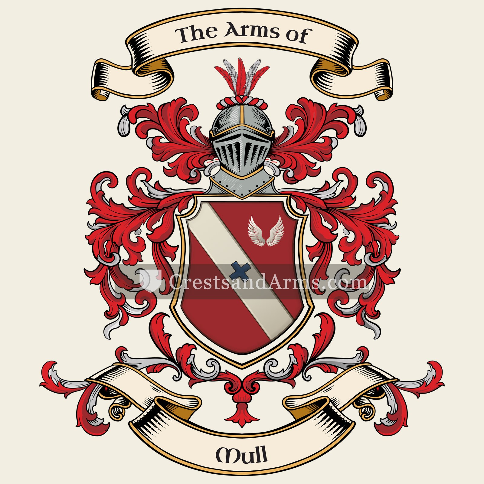 The Mull coat of arms, drawn from the recorded blazon