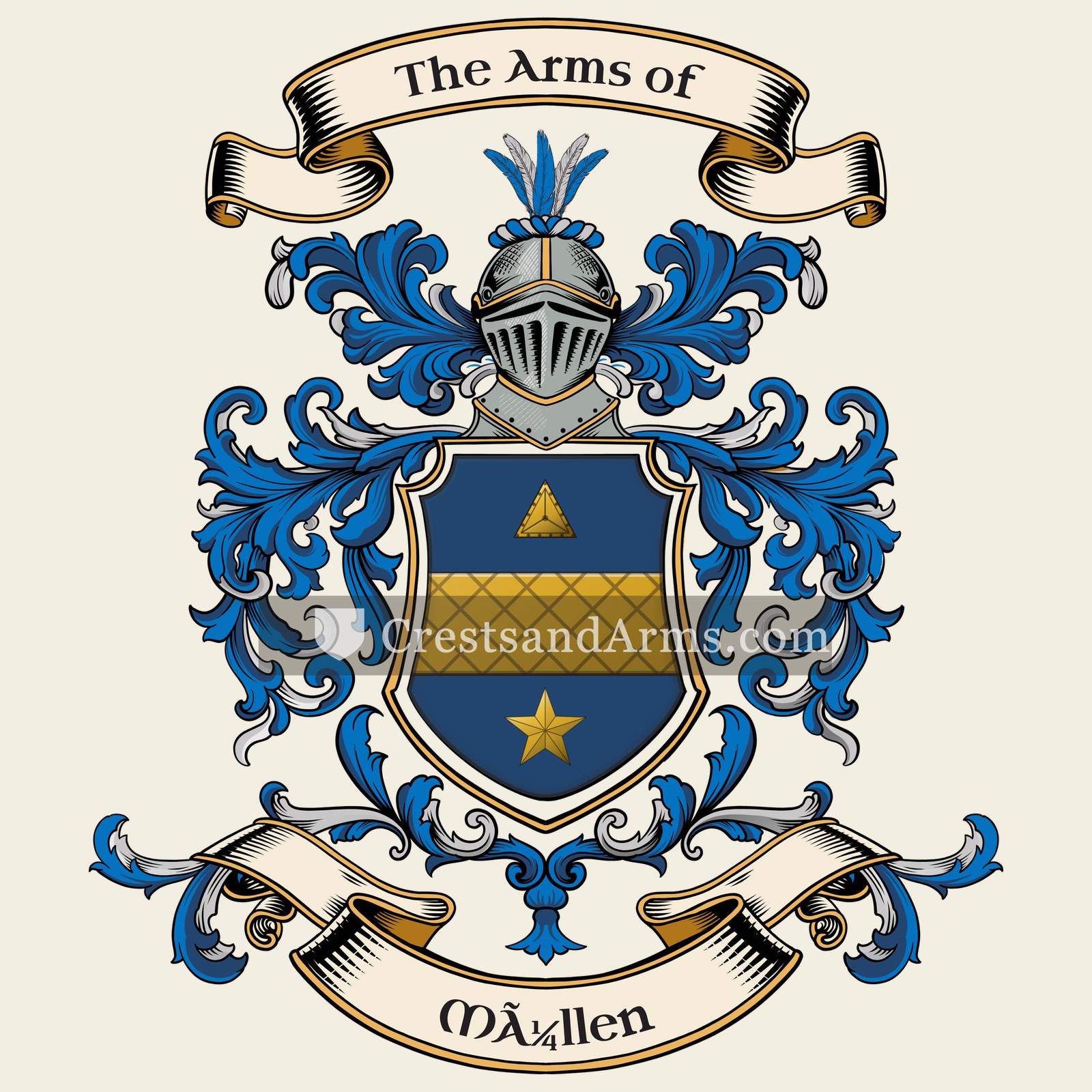 The Müllen coat of arms, drawn from the recorded blazon